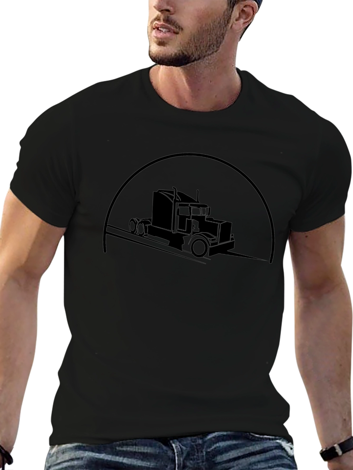 Trucker Silhouette Graphic T-Shirt - Classic Black Tee