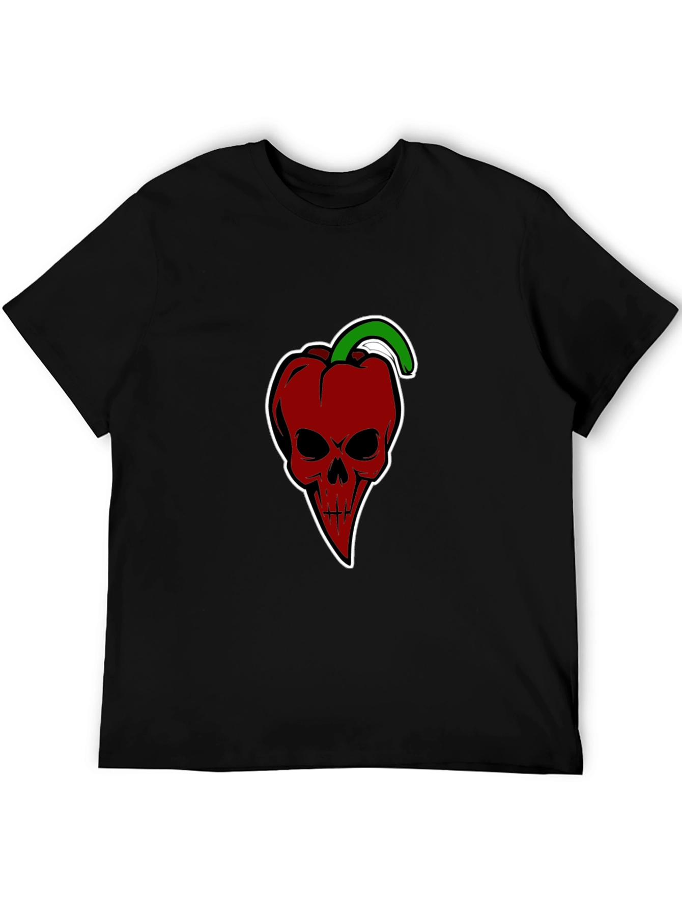Edgy Pepper Skull Graphic Tee - Black