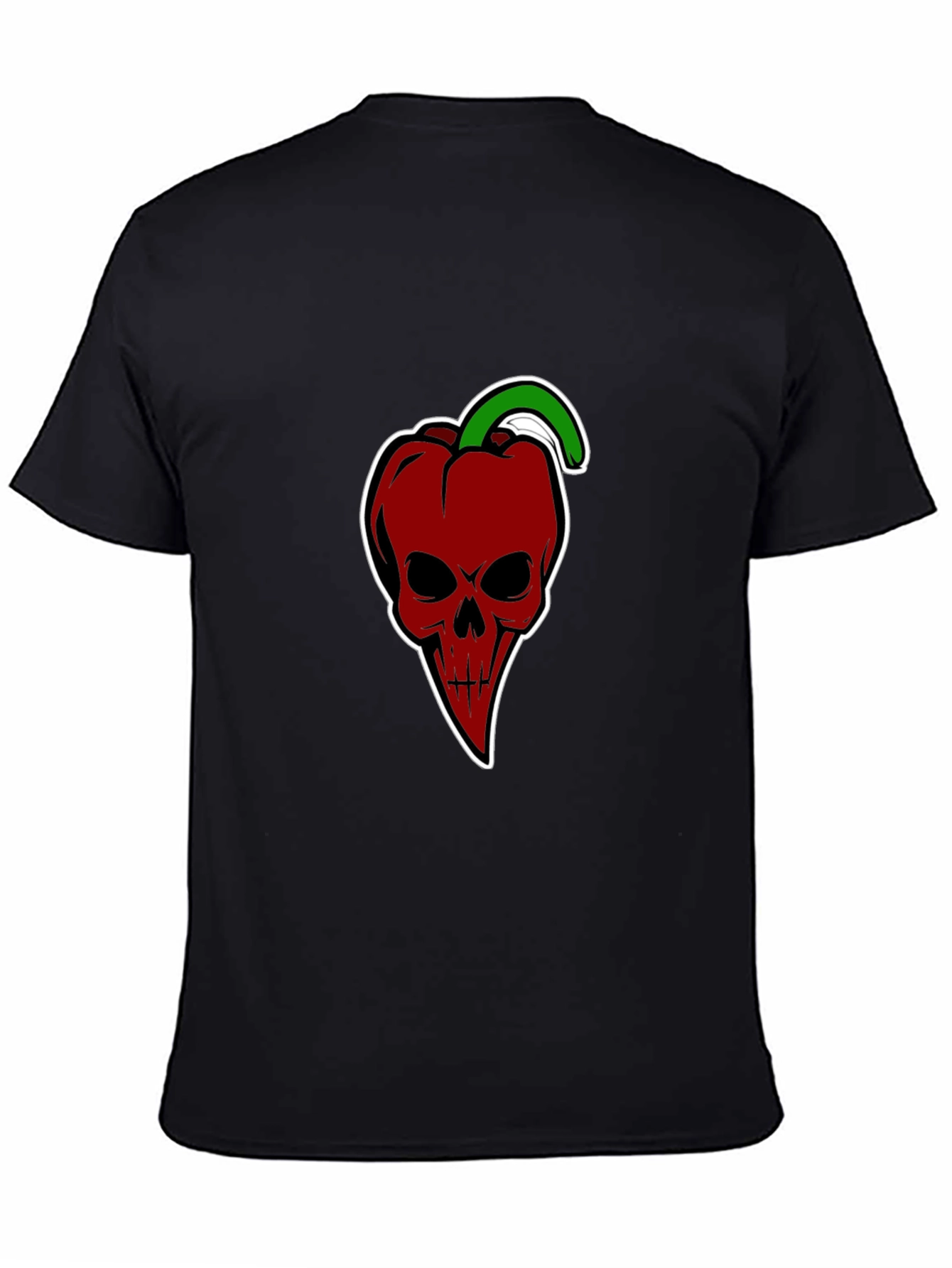 Edgy Pepper Skull Graphic Tee - Black