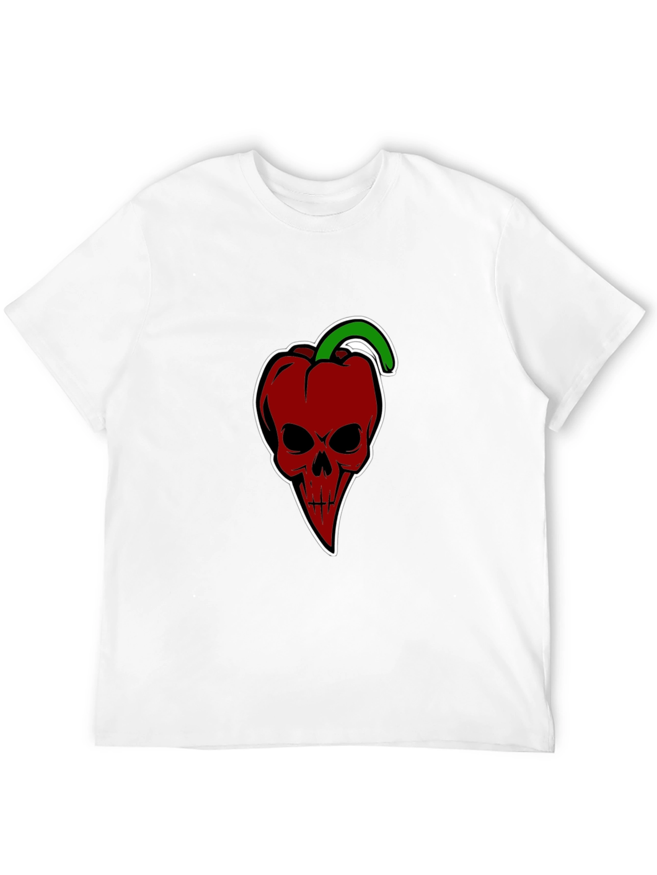 Edgy Pepper Skull Graphic Tee - Black