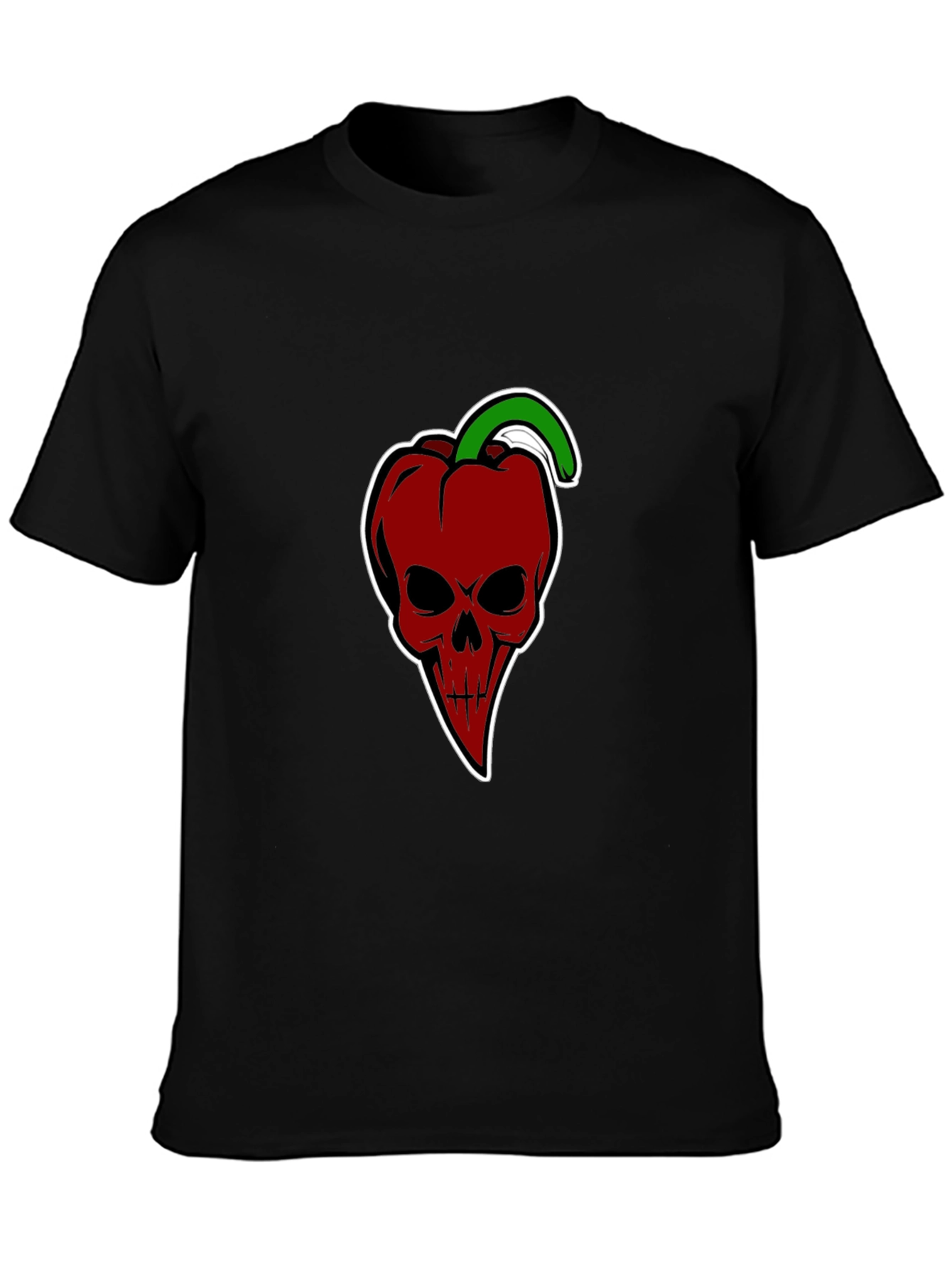Edgy Pepper Skull Graphic Tee - Black