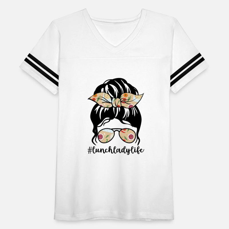 Messy Bun Hair Headband Glasses , Lunch Lady Life