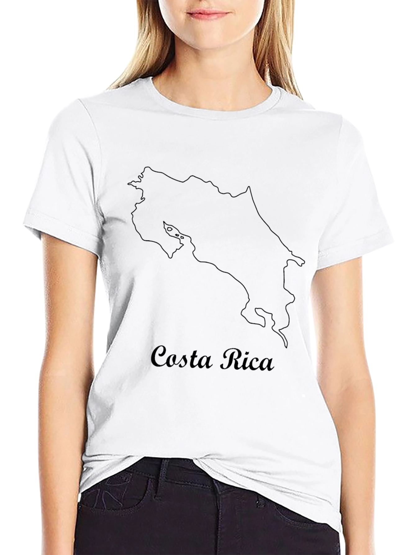 Costa Rica Outline Black T-Shirt - Graphic Tee