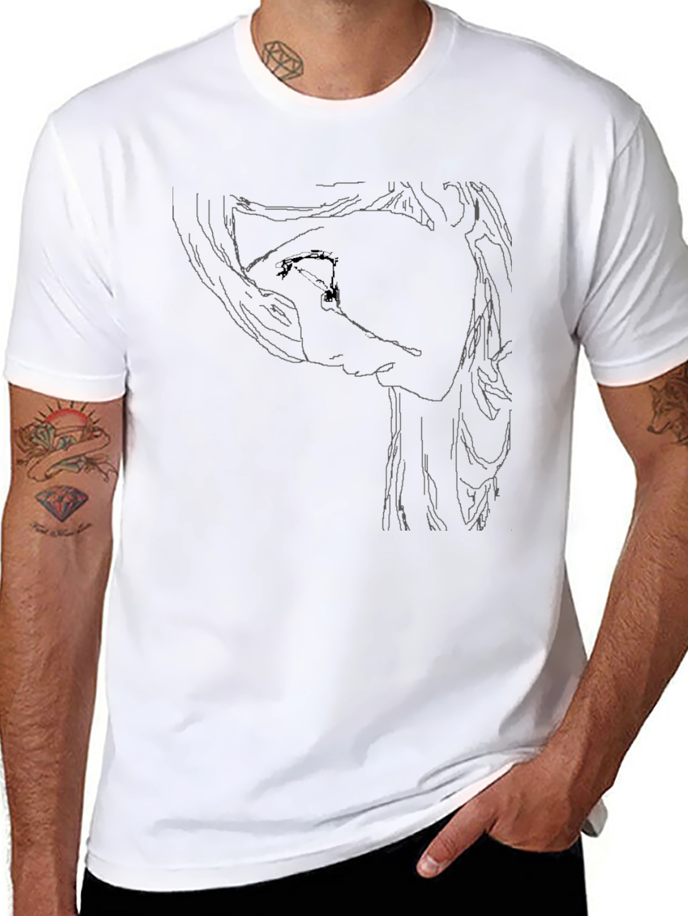 Artistic Black Tee with Abstract Graphic
