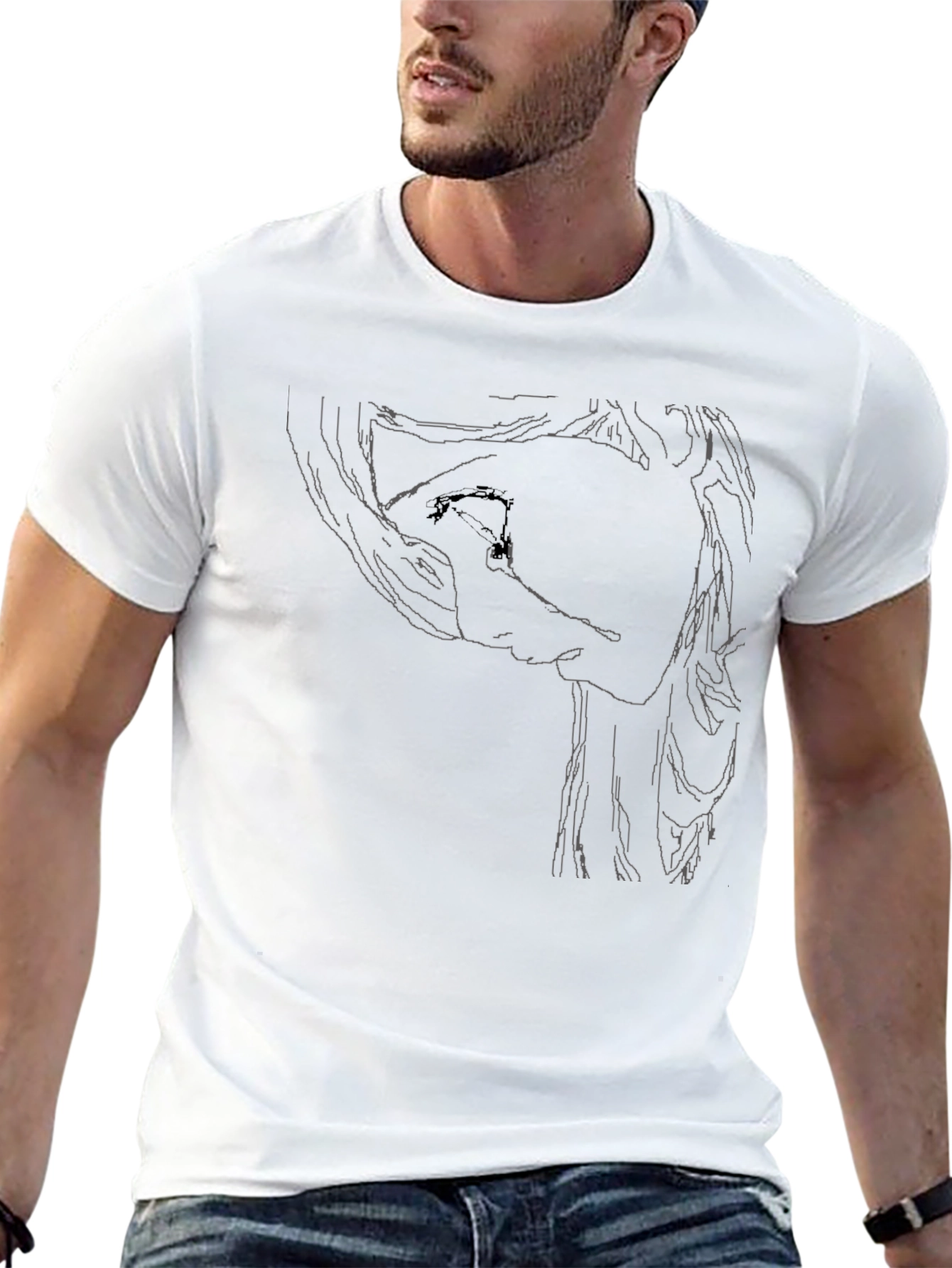 Artistic Black Tee with Abstract Graphic