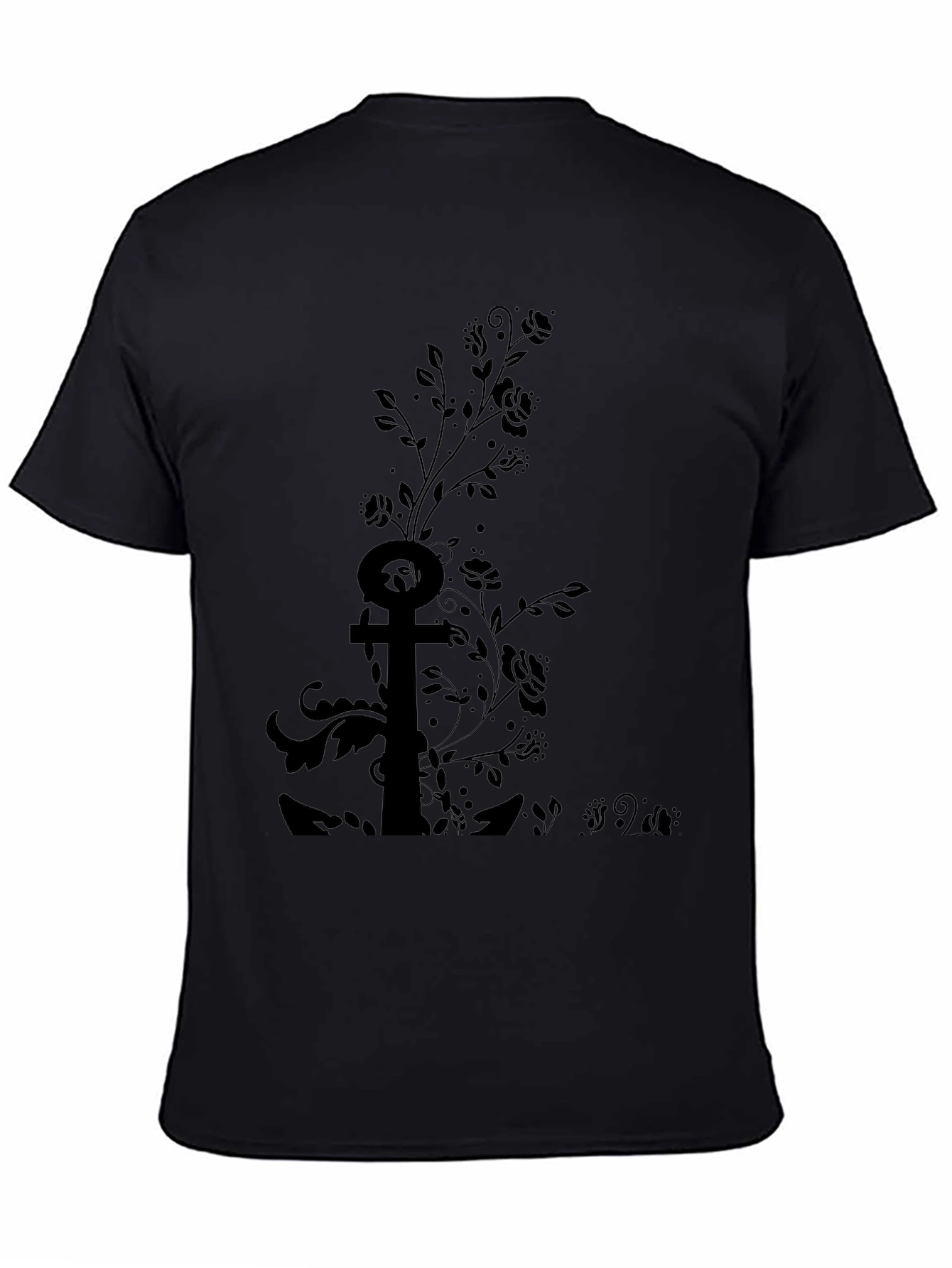 Black Floral Anchor Graphic Tee