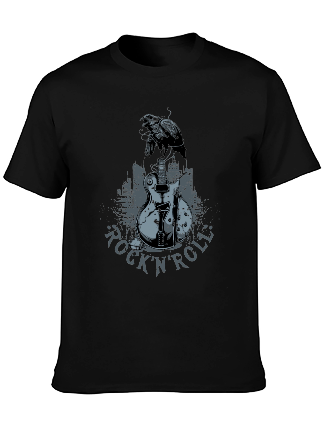 Rock n Roll Guitar Crow T-Shirt