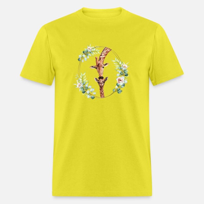 Mommy Kisses Her Baby Giraffe in a Floral Wreath