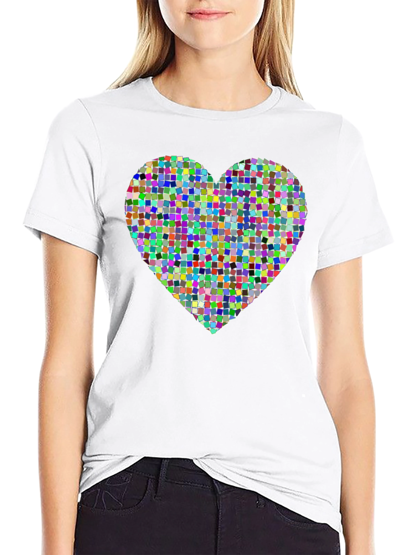 Pixel Heart Graphic Tee - Modern Black T-Shirt