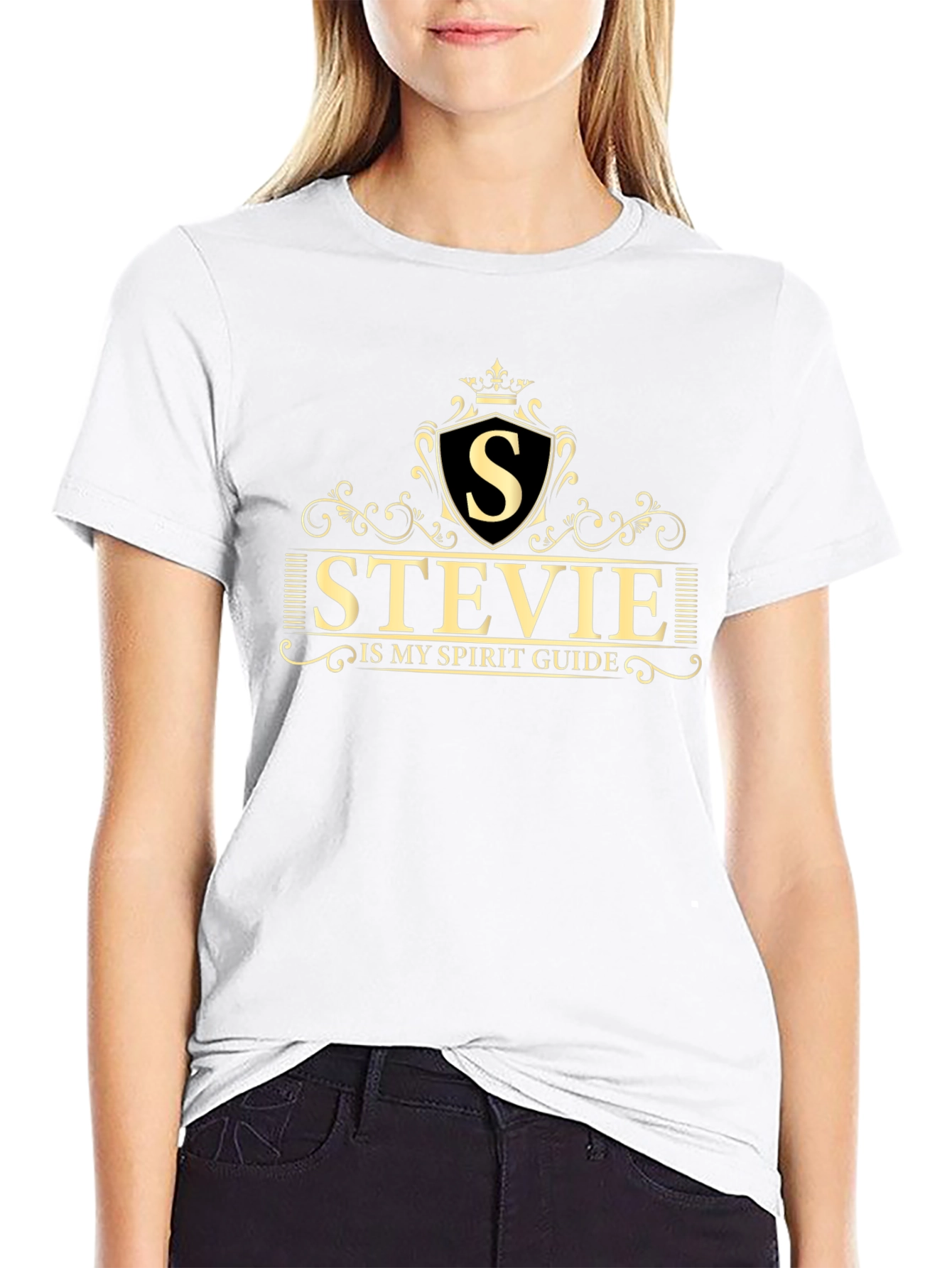 Stevie is My Spirit Guide Black T-Shirt