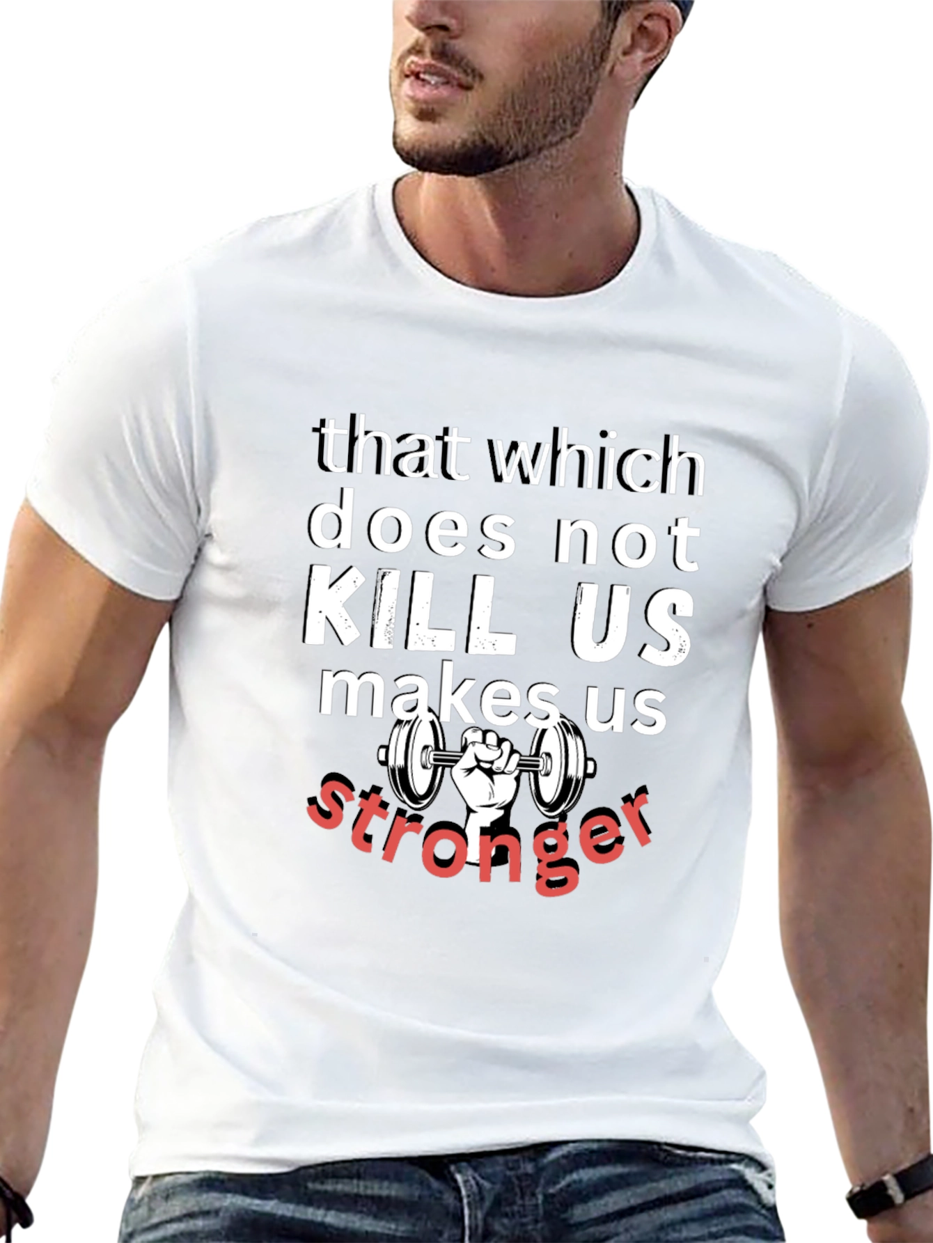 Motivational Workout T-Shirt - Stronger Quote