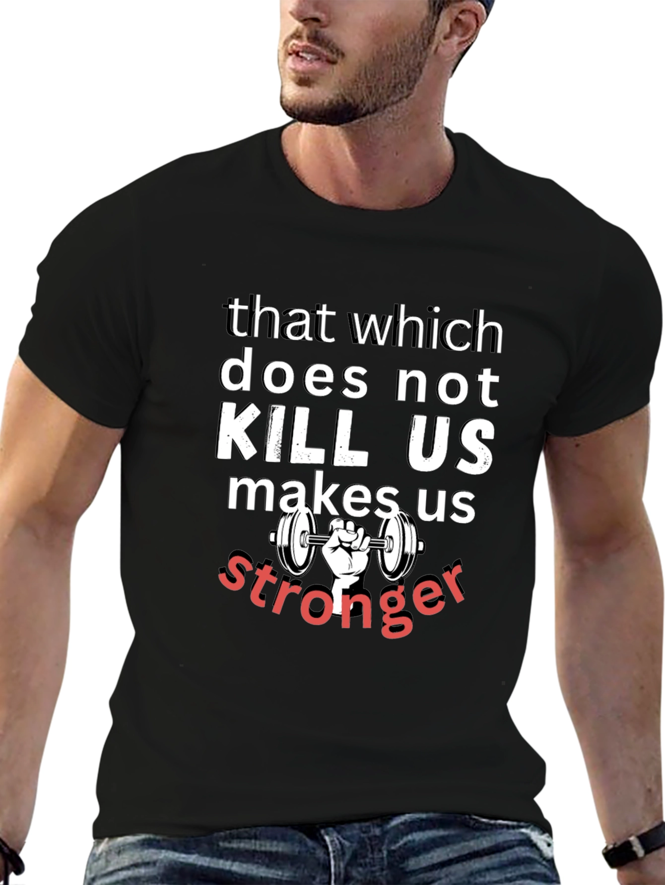Motivational Workout T-Shirt - Stronger Quote