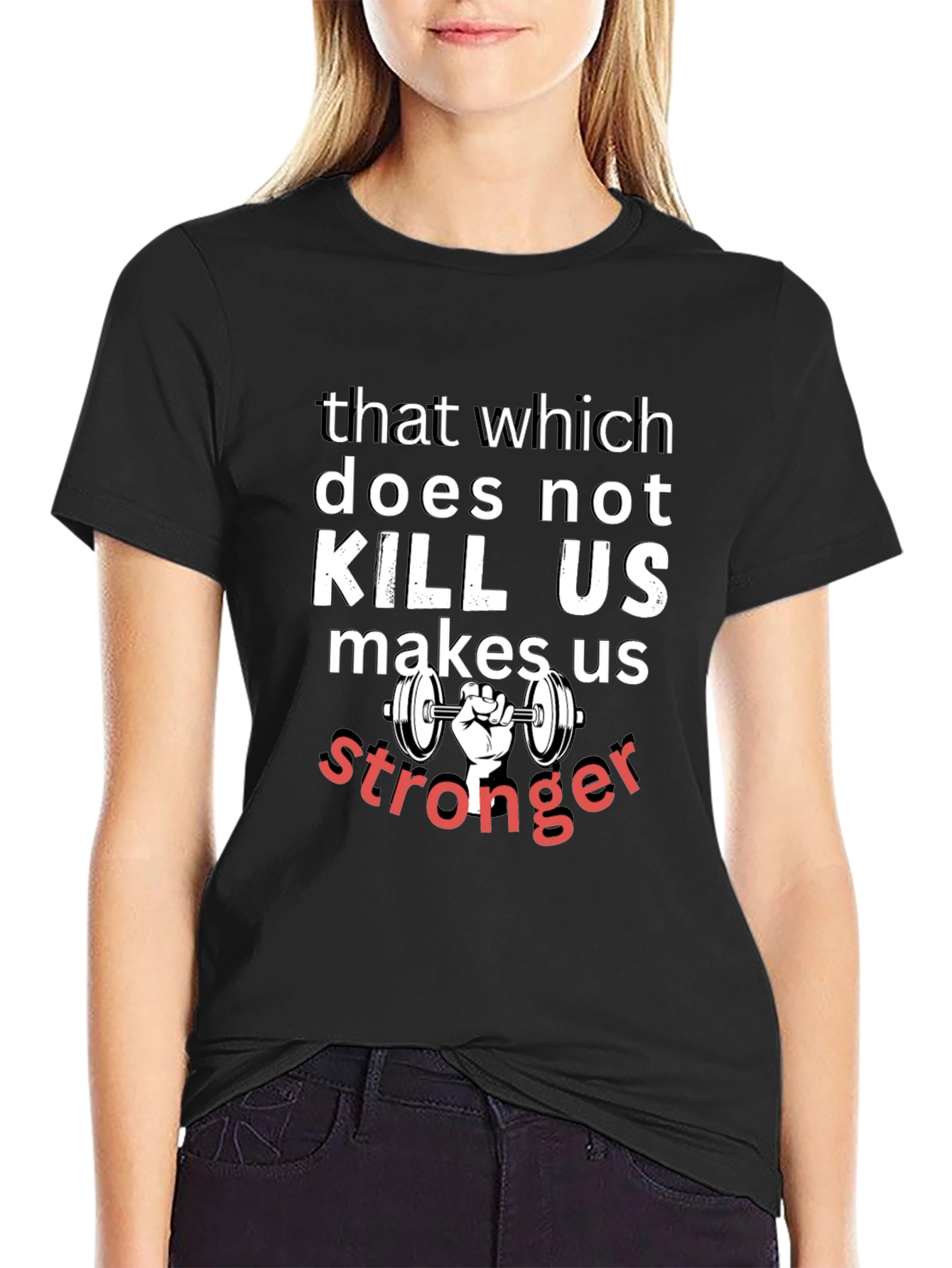 Motivational Workout T-Shirt - Stronger Quote