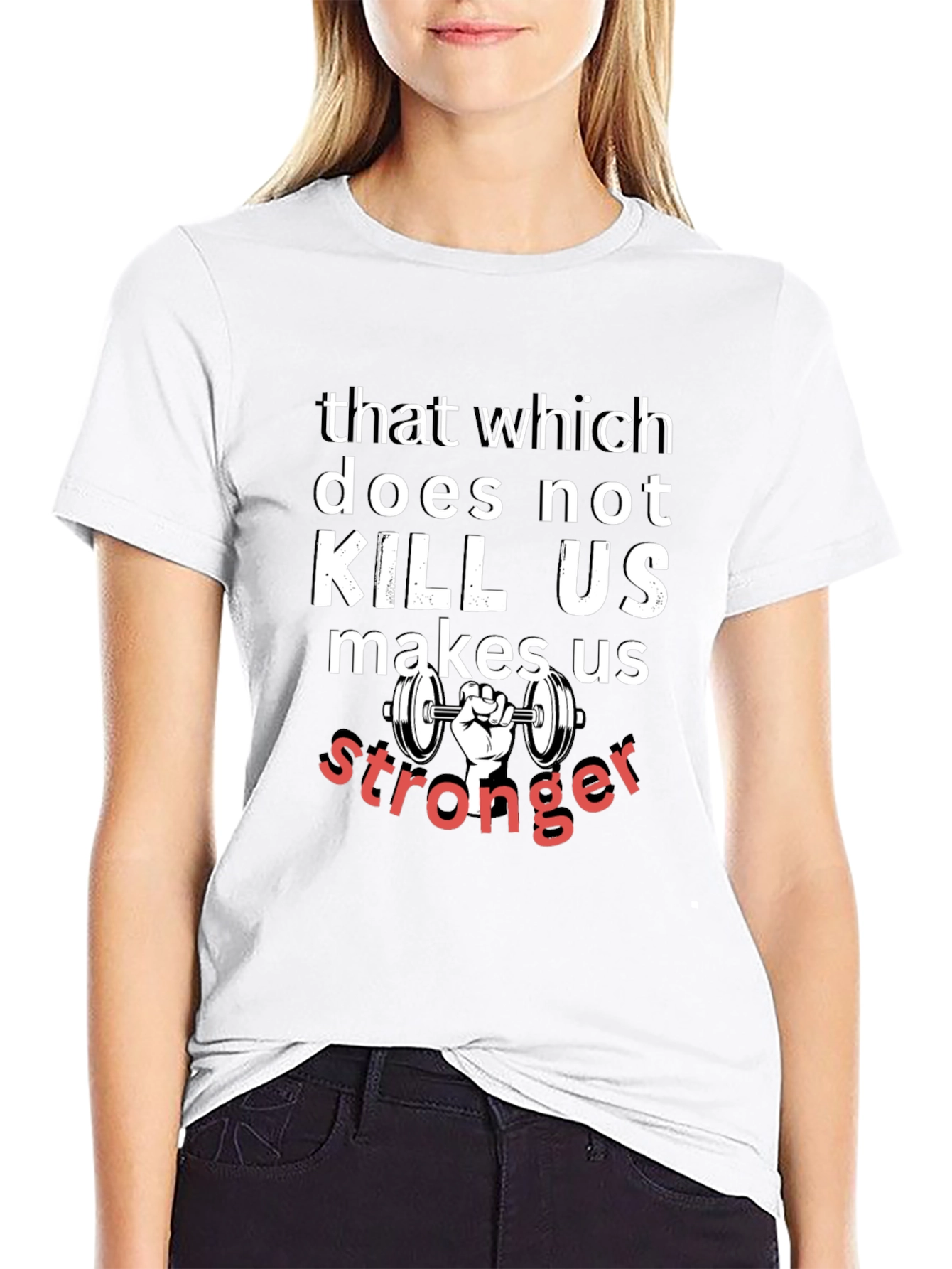 Motivational Workout T-Shirt - Stronger Quote