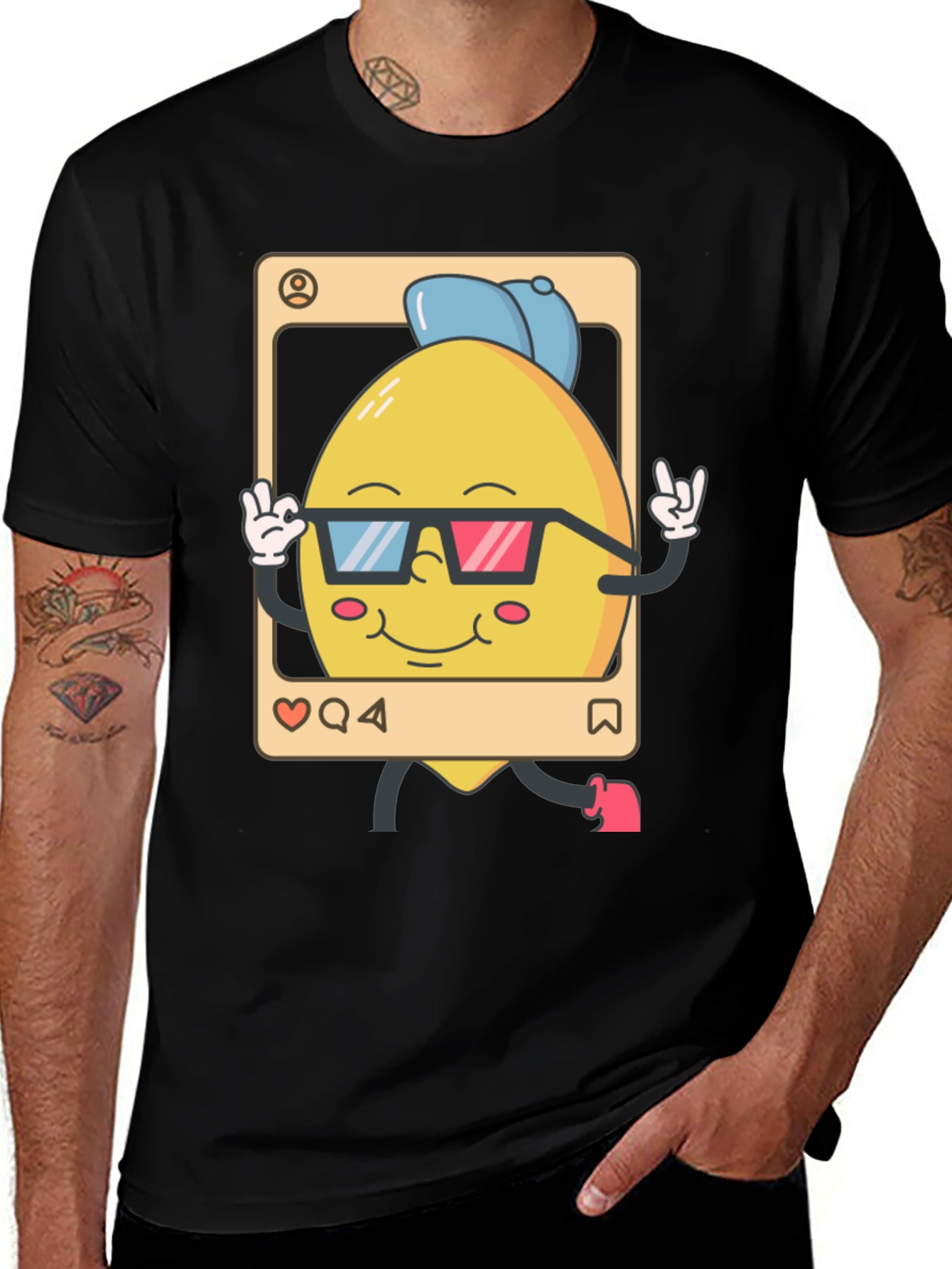 Cool Lemon Cartoon Graphic T-Shirt