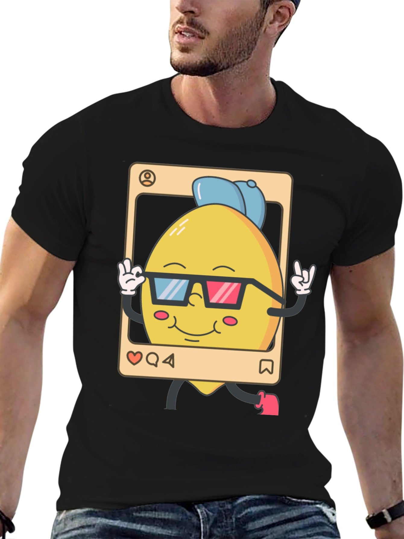 Cool Lemon Cartoon Graphic T-Shirt
