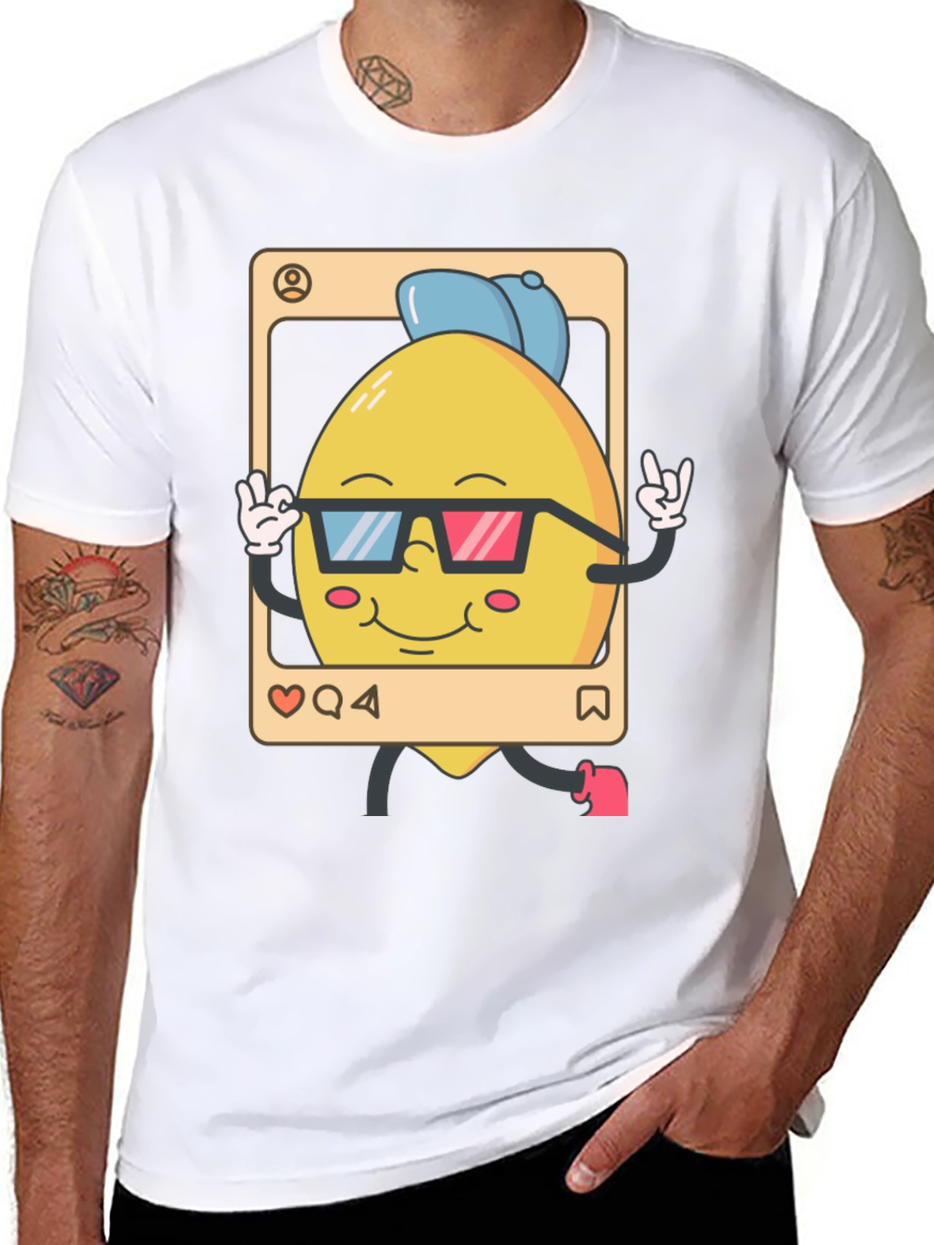 Cool Lemon Cartoon Graphic T-Shirt