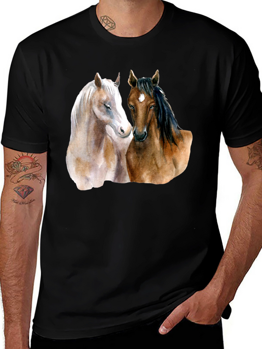 Horse Lovers T-Shirt: Artistic Equestrian Design