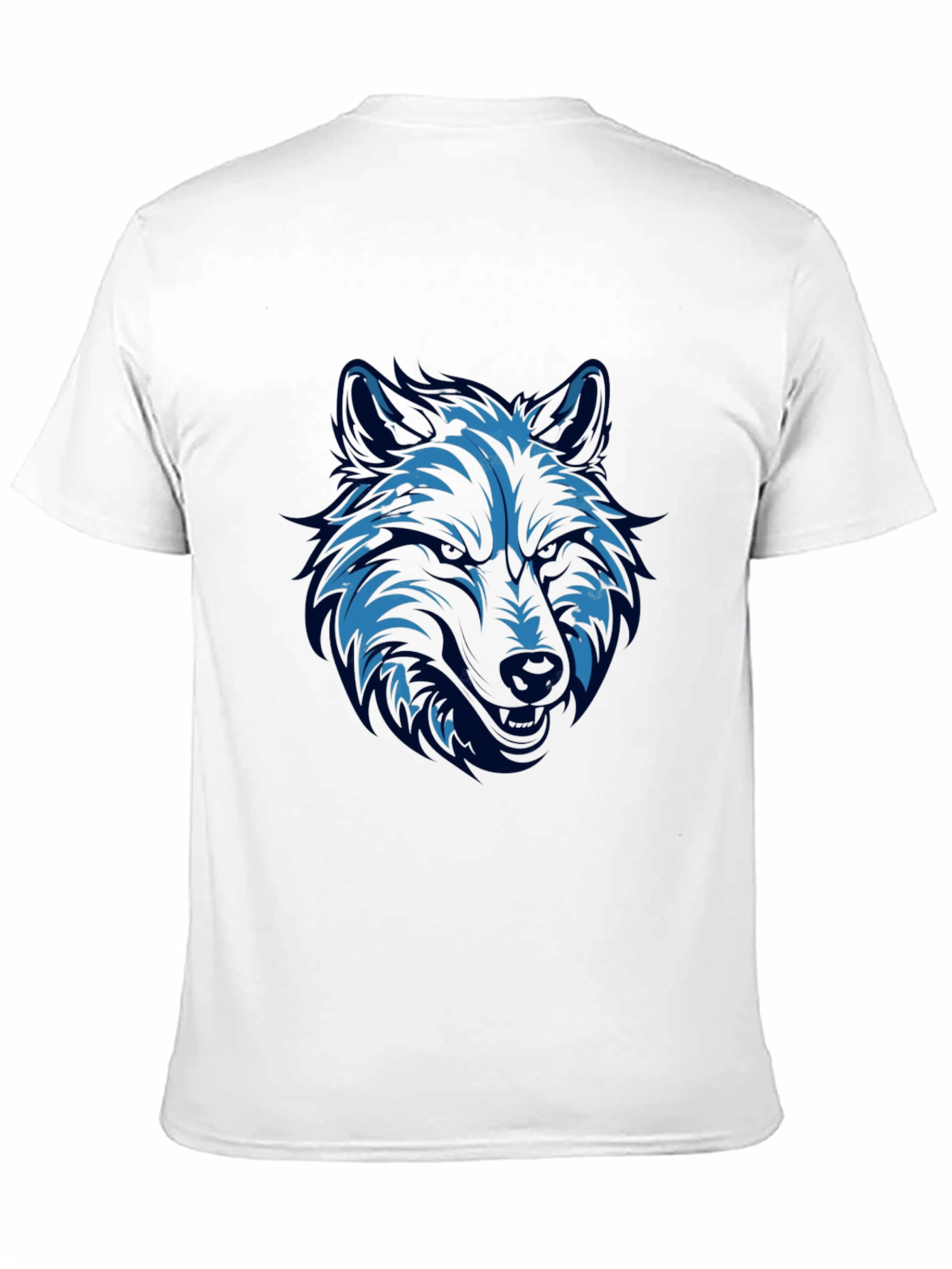 Blue Wolf Graphic Print Black T-Shirt