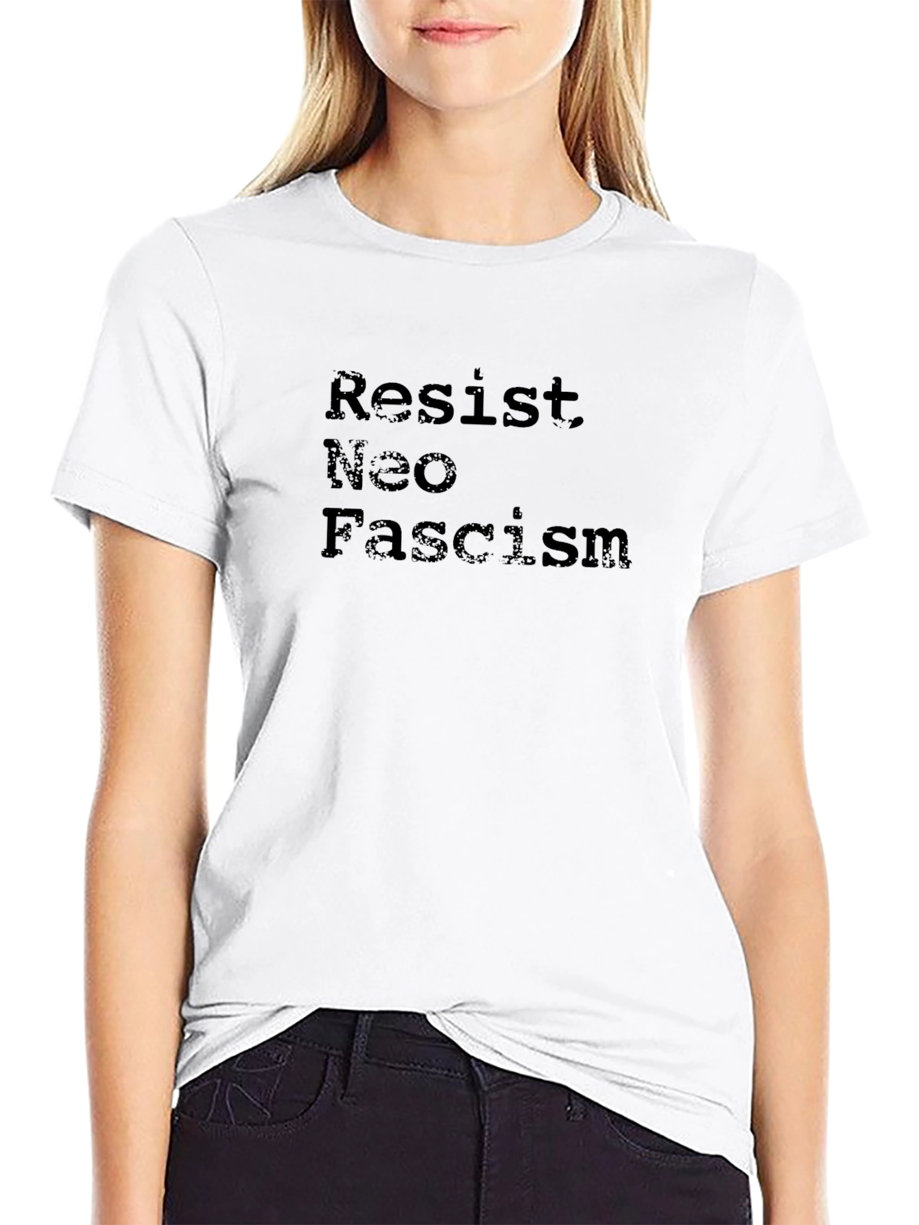 Resist Neo Fascism Black Graphic T-Shirt