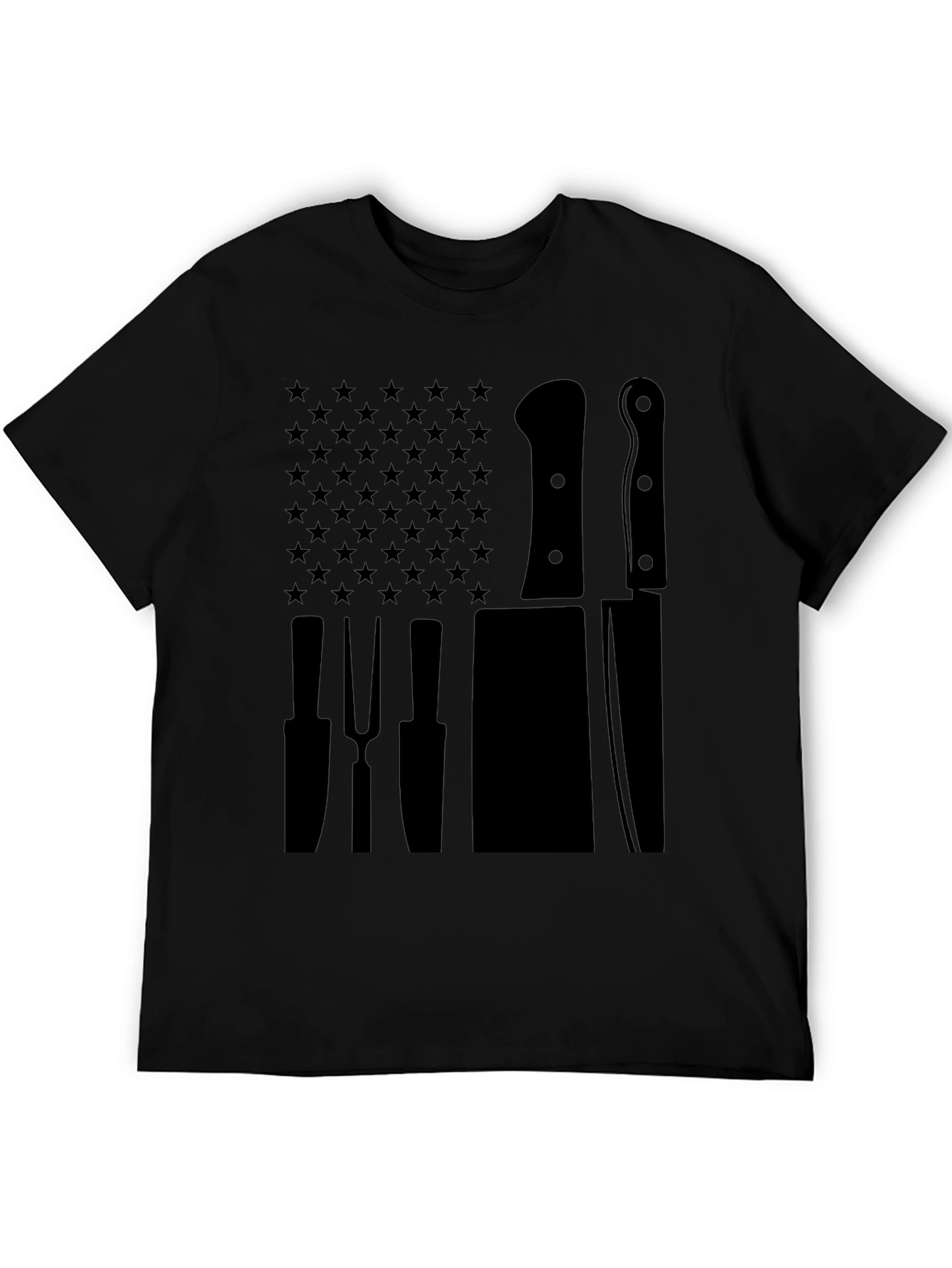 Chef American Flag Kitchen Utensil Graphic T-Shirt