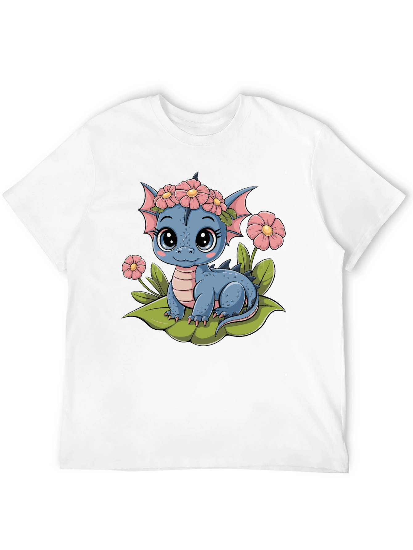 Cute Dragon Flower Crown Graphic Tee