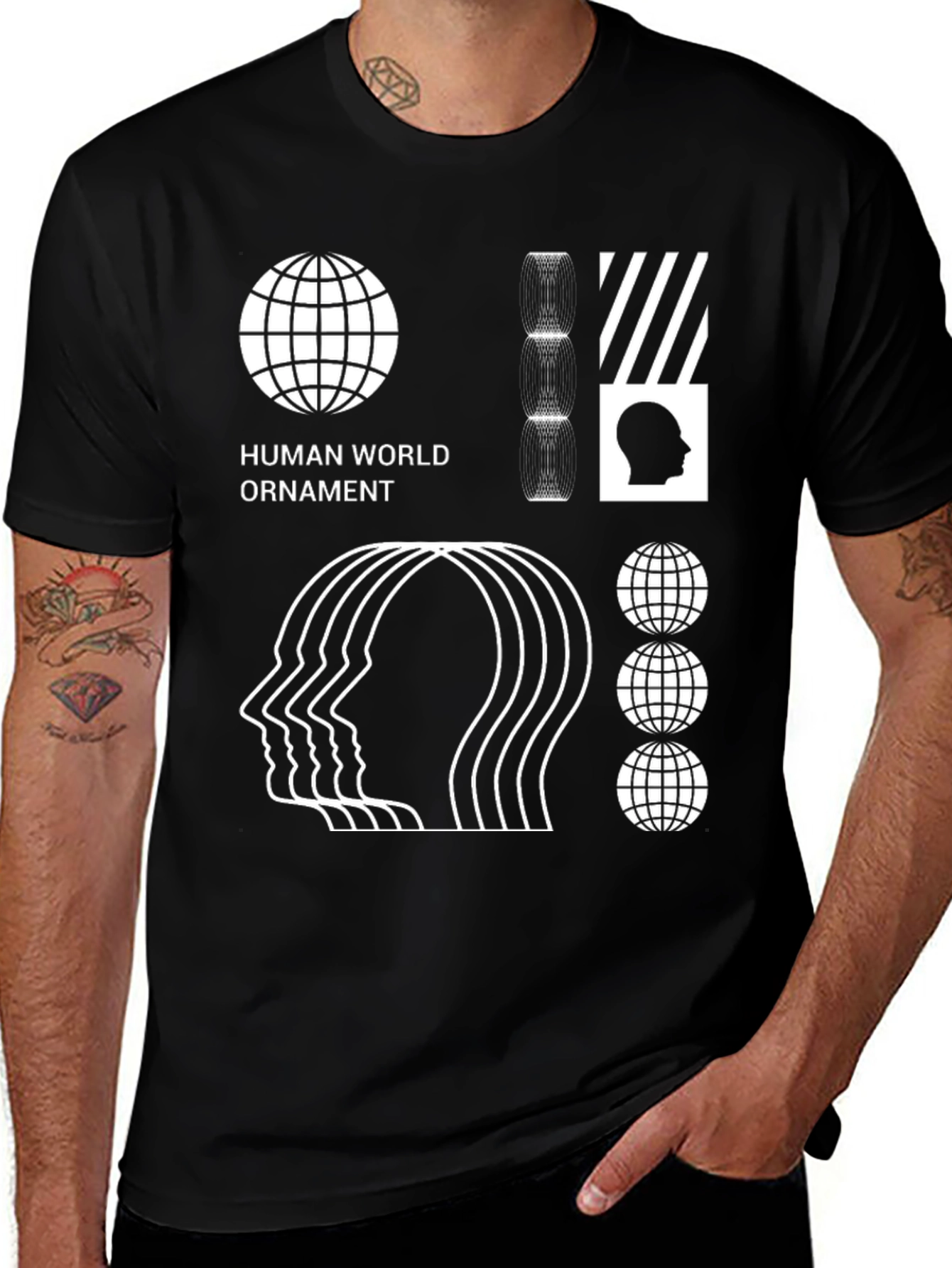 Abstract Graphic Print Black T-Shirt