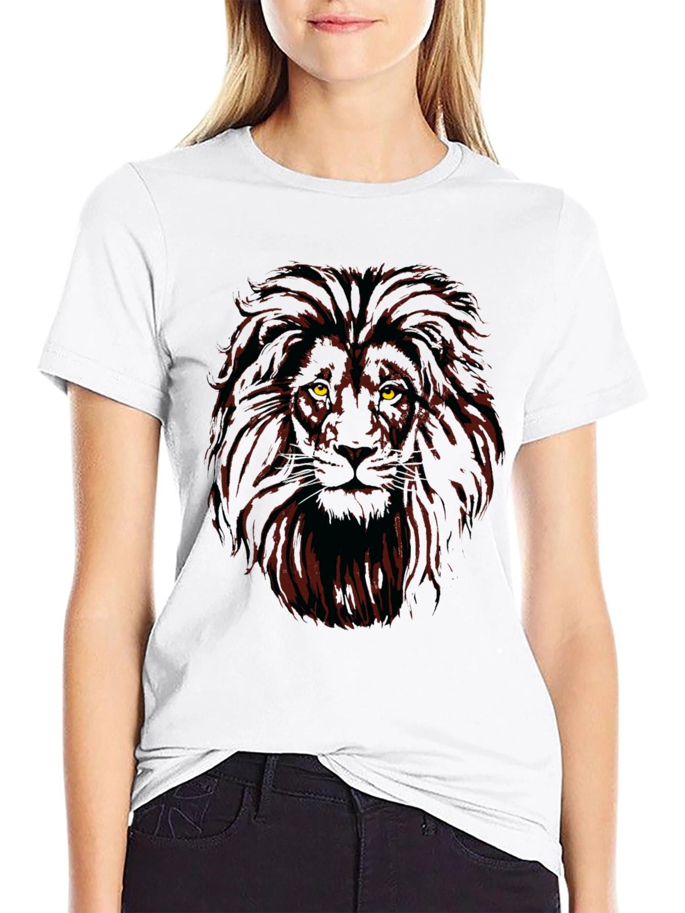 Lion Graphic Print T-Shirt - Black