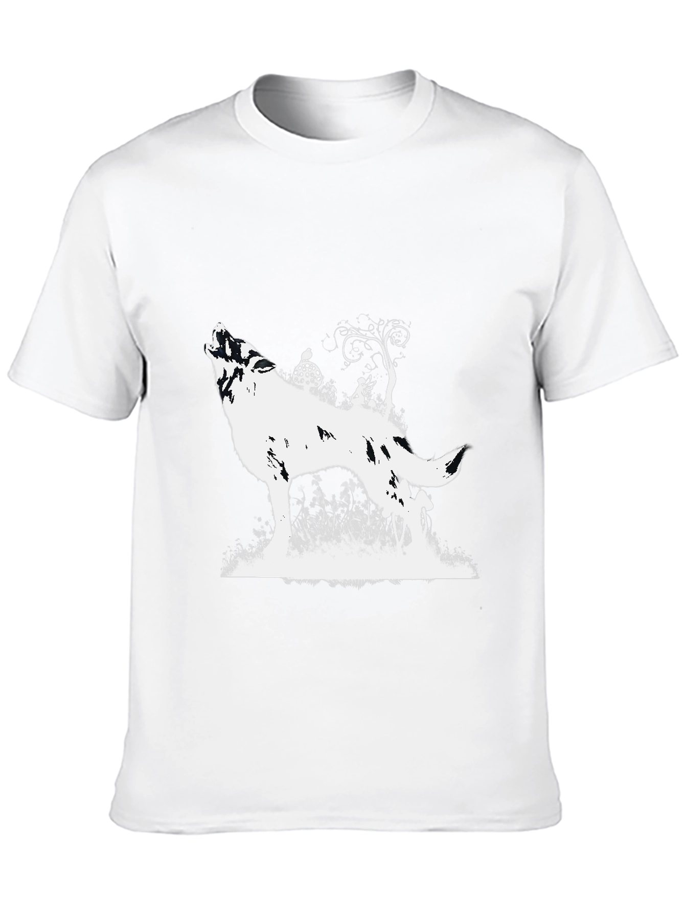 Wolf Silhouette Graphic T-Shirt - Black