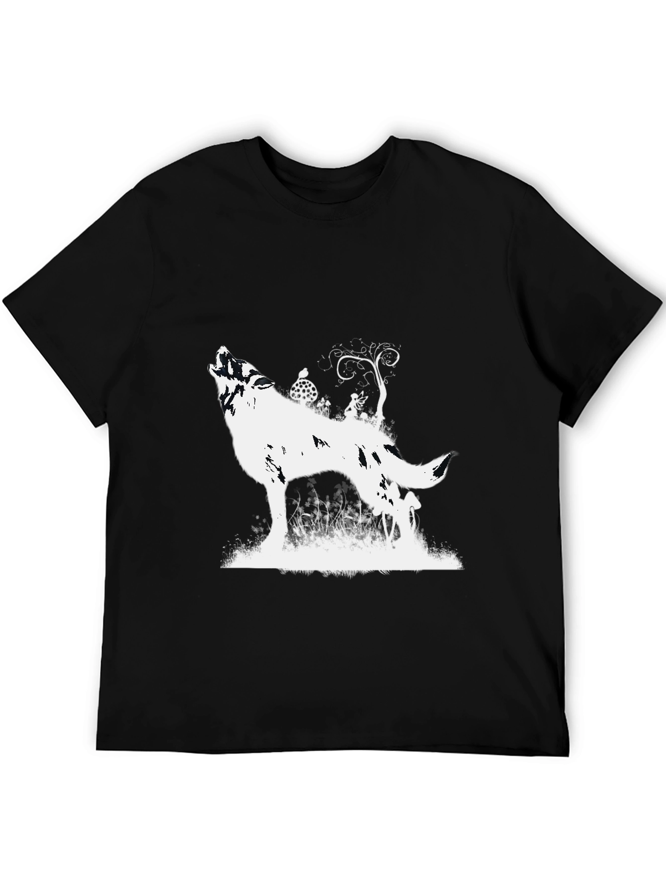 Wolf Silhouette Graphic T-Shirt - Black