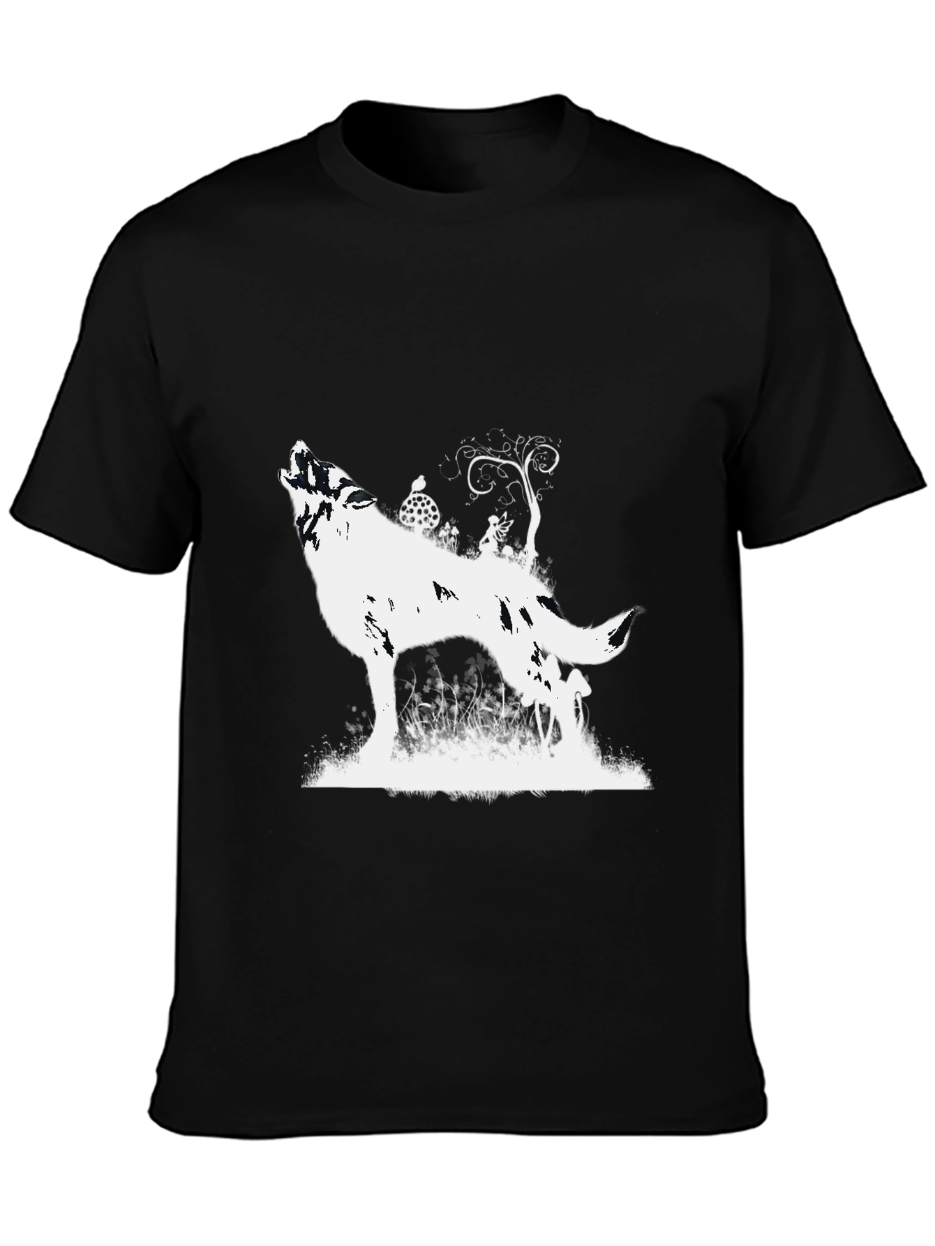 Wolf Silhouette Graphic T-Shirt - Black