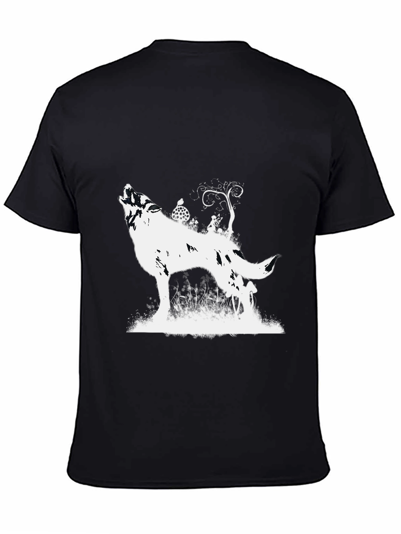 Wolf Silhouette Graphic T-Shirt - Black