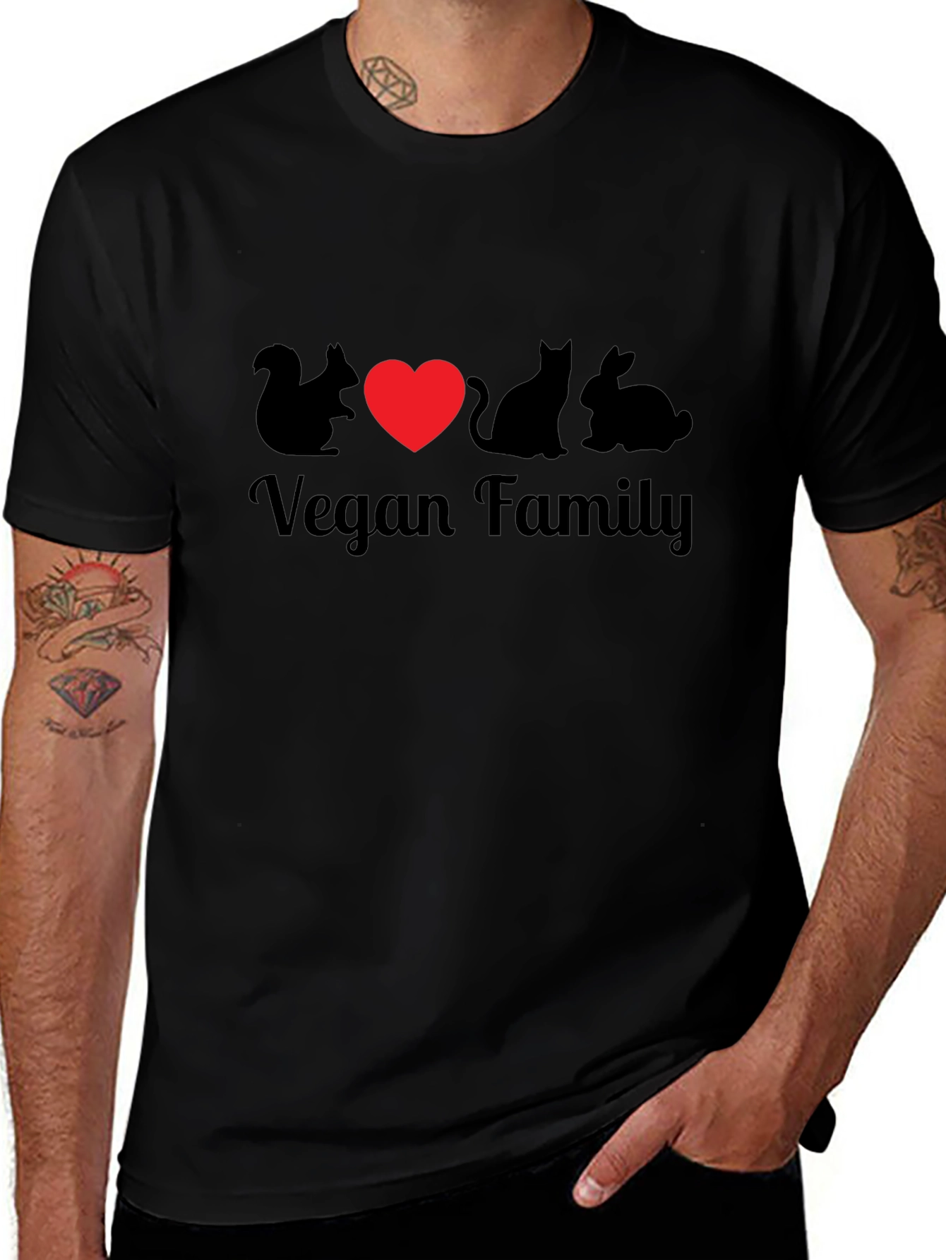 Vegan Family Graphic T-Shirt - Animal Lover Tee