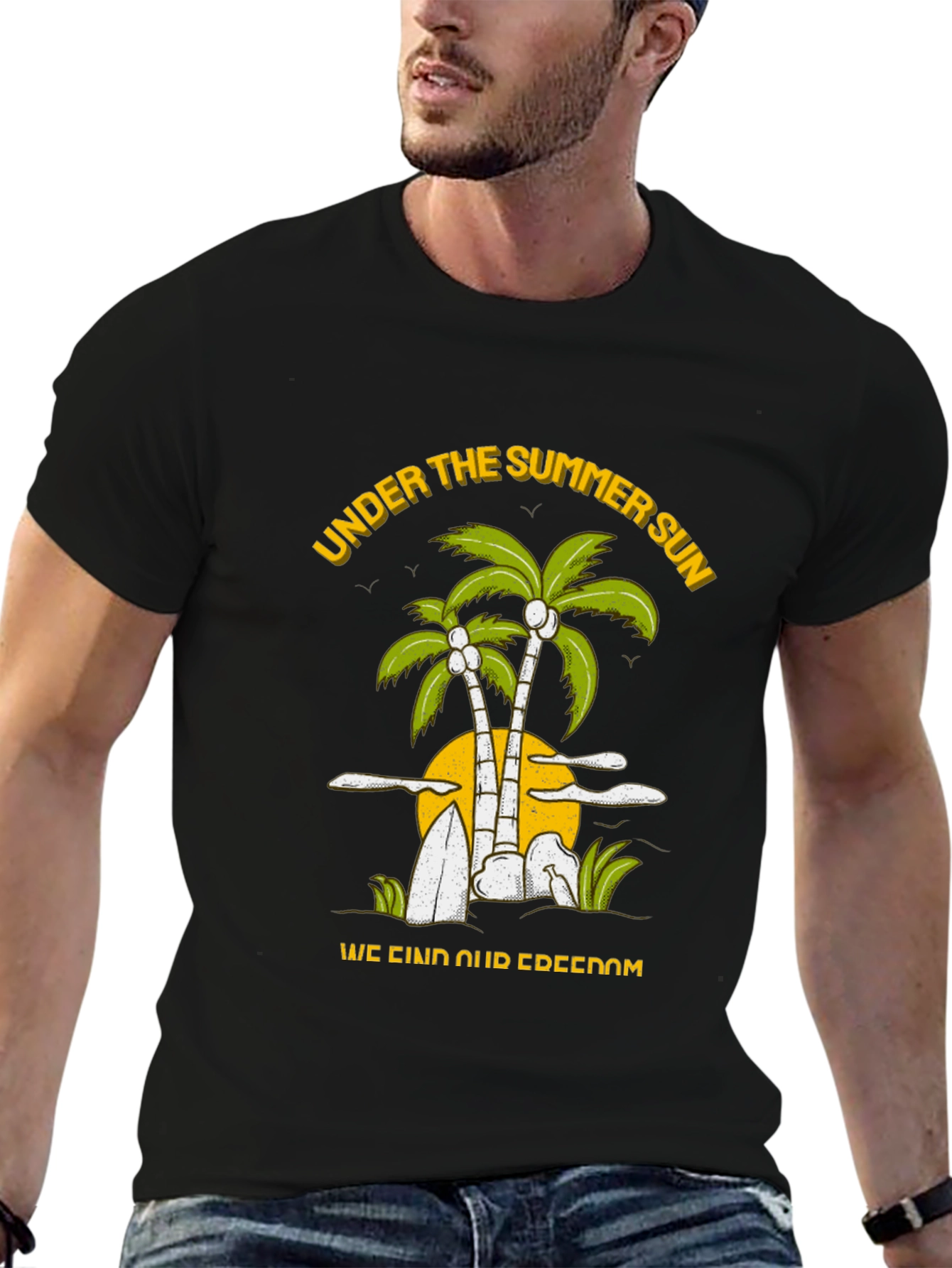Summer Sun Palm Tree Graphic Tee