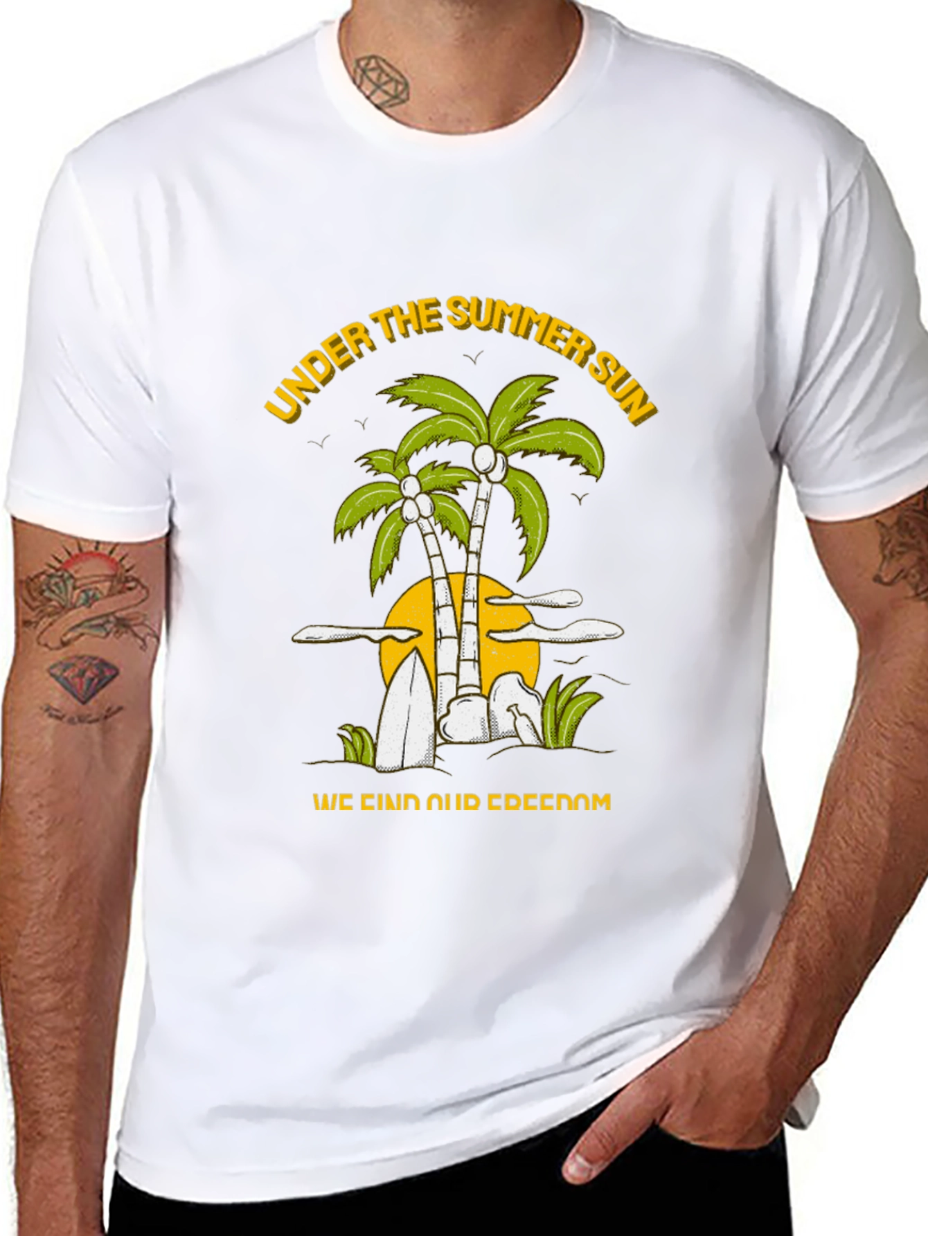 Summer Sun Palm Tree Graphic Tee