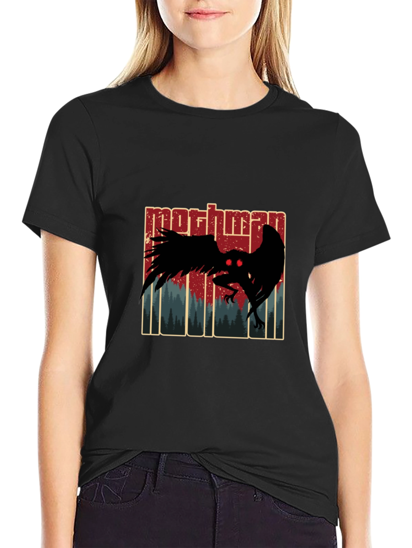 Mothman Graphic Tee - Cryptid Design T-Shirt
