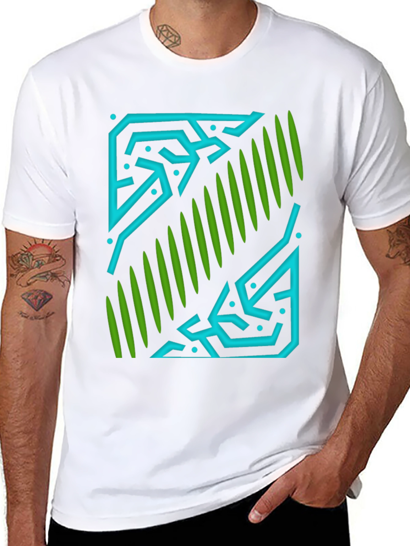 Abstract Geometric Graphic Print Black T-Shirt