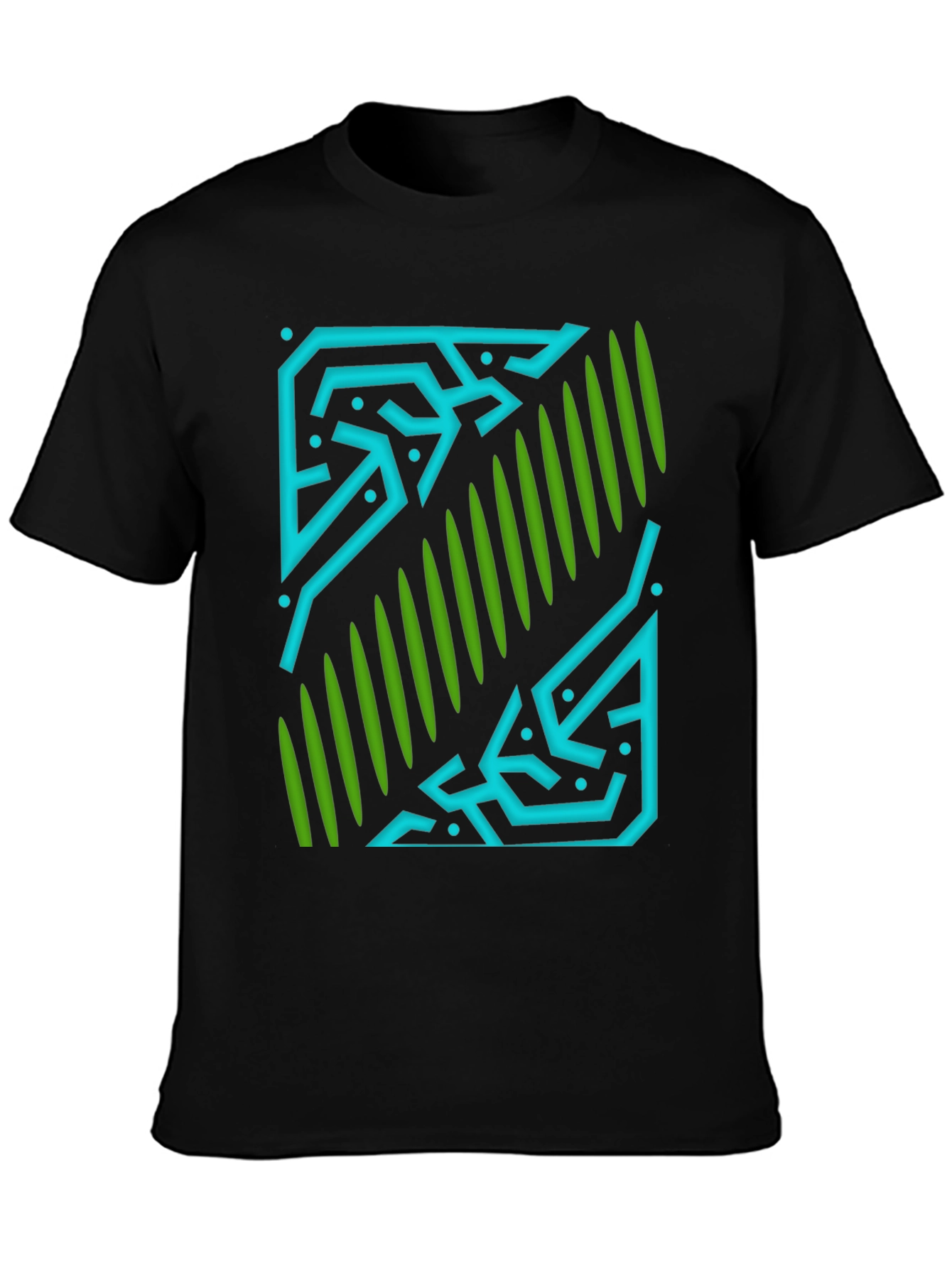 Abstract Geometric Graphic Print Black T-Shirt