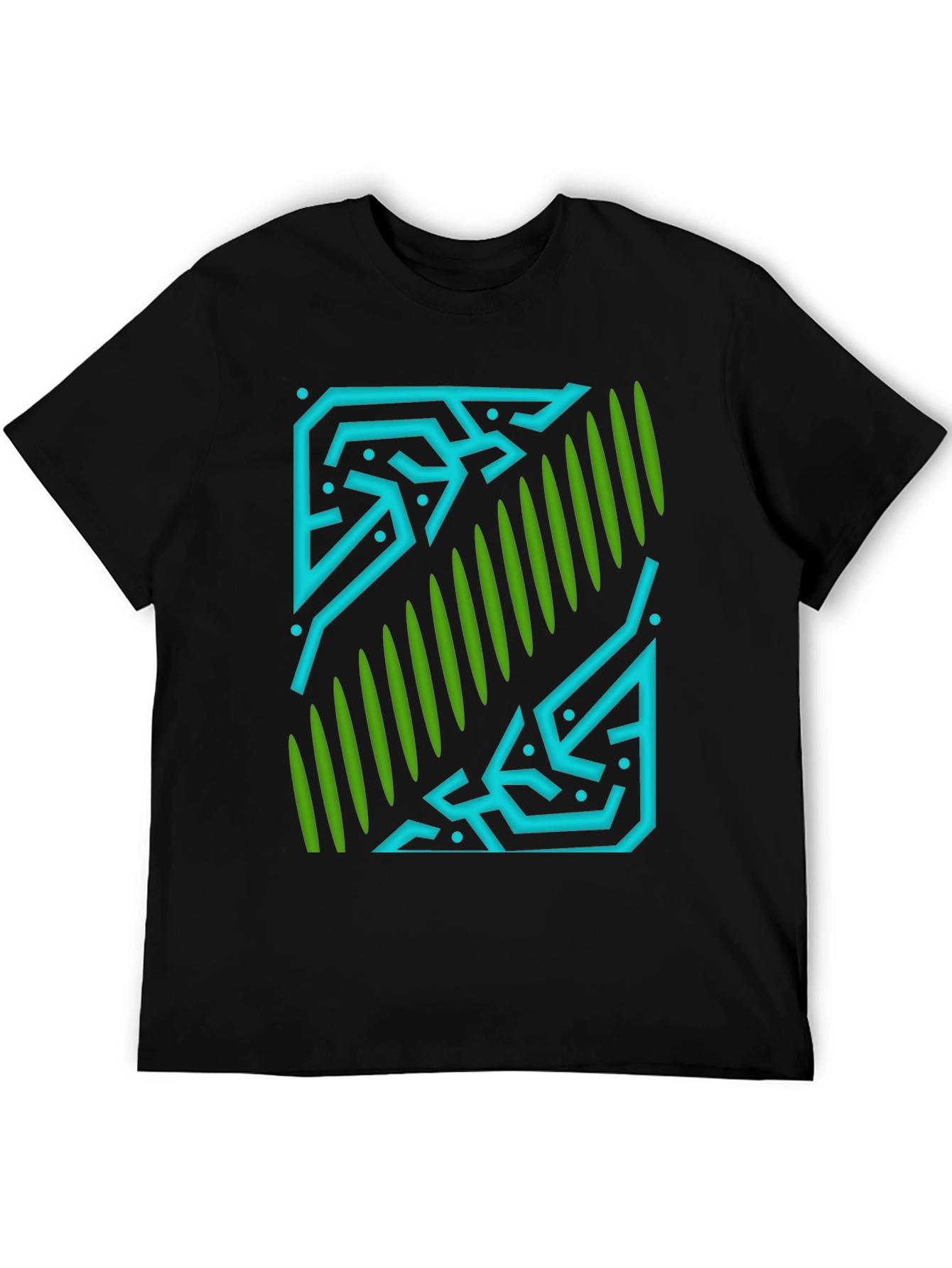 Abstract Geometric Graphic Print Black T-Shirt