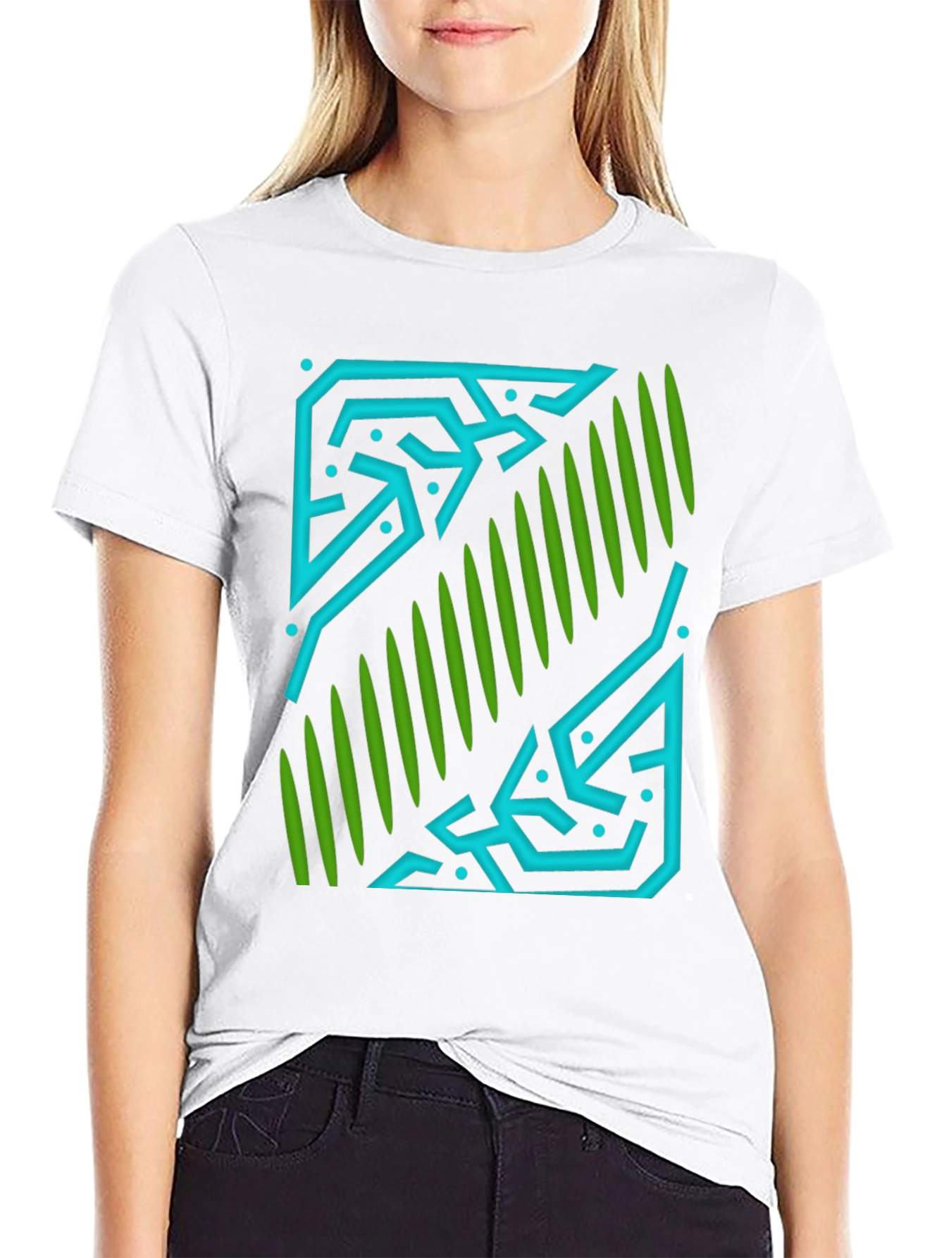 Abstract Geometric Graphic Print Black T-Shirt