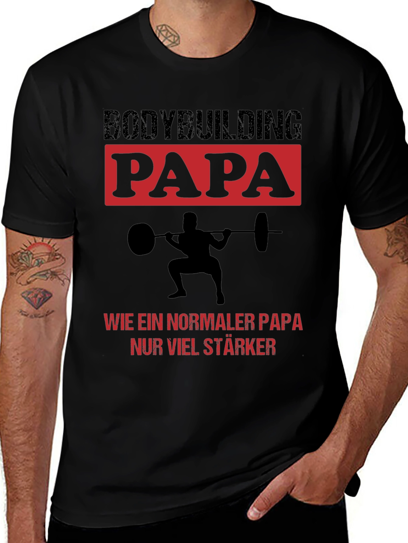 Bodybuilding Papa Graphic Tee - Strong Dad Shirt