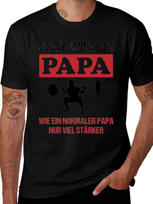 Bodybuilding Papa Graphic Tee - Strong Dad Shirt