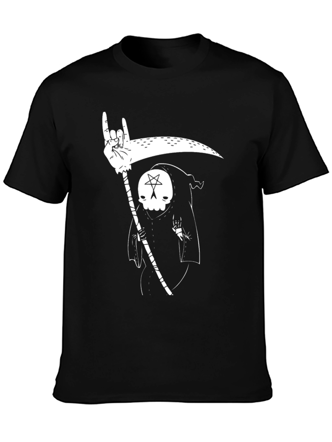 Grim Reaper Rock On T-Shirt - Black Graphic Tee