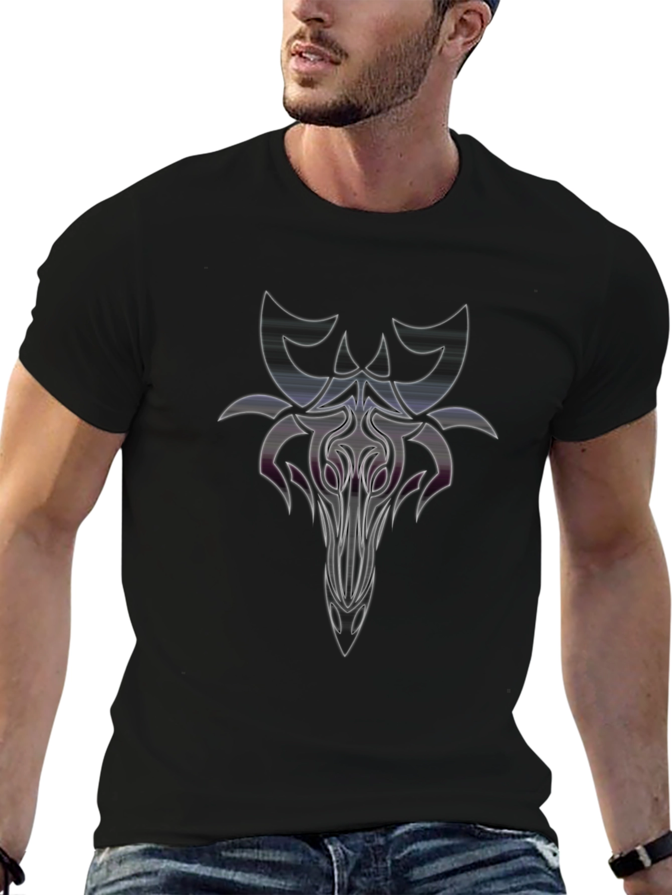 Abstract Graphic Print Mens Black T-Shirt