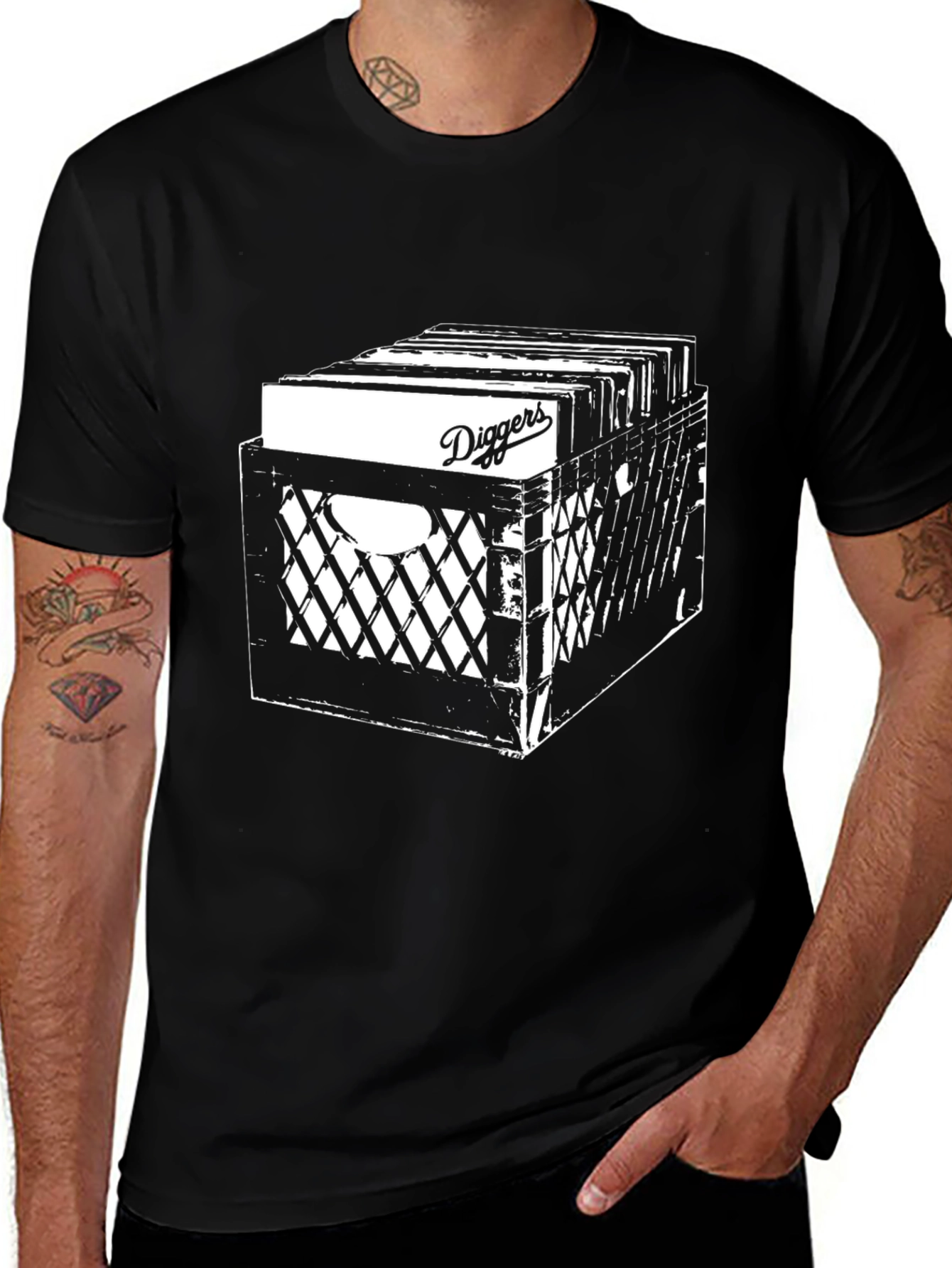 Diggers Record Crate Black T-Shirt