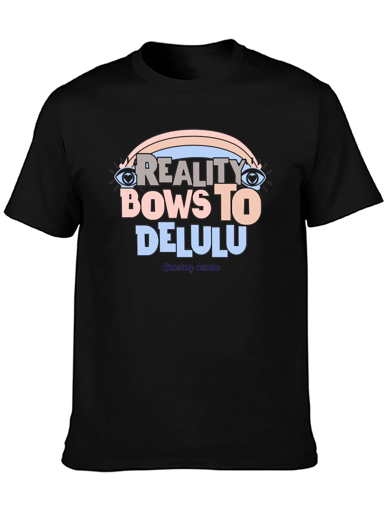 Reality Bows To Delulu Black Graphic T-Shirt