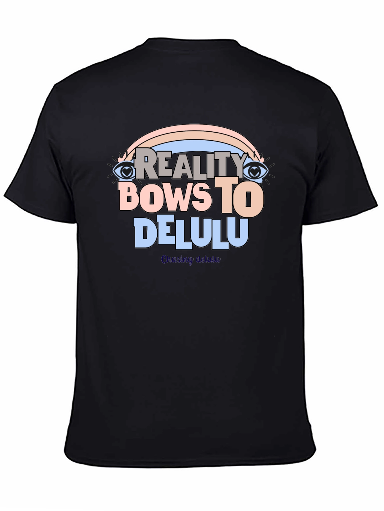 Reality Bows To Delulu Black Graphic T-Shirt