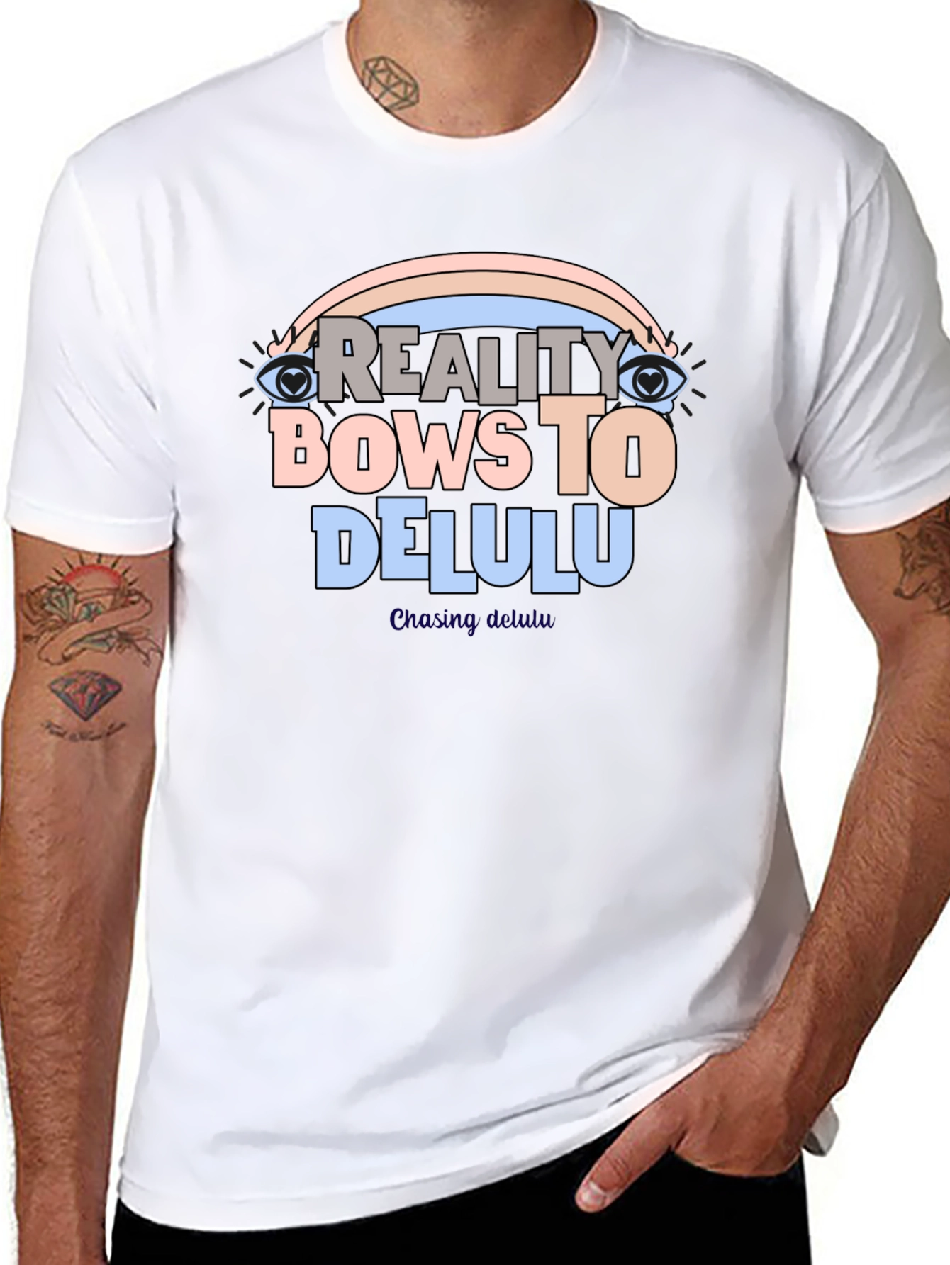 Reality Bows To Delulu Black Graphic T-Shirt