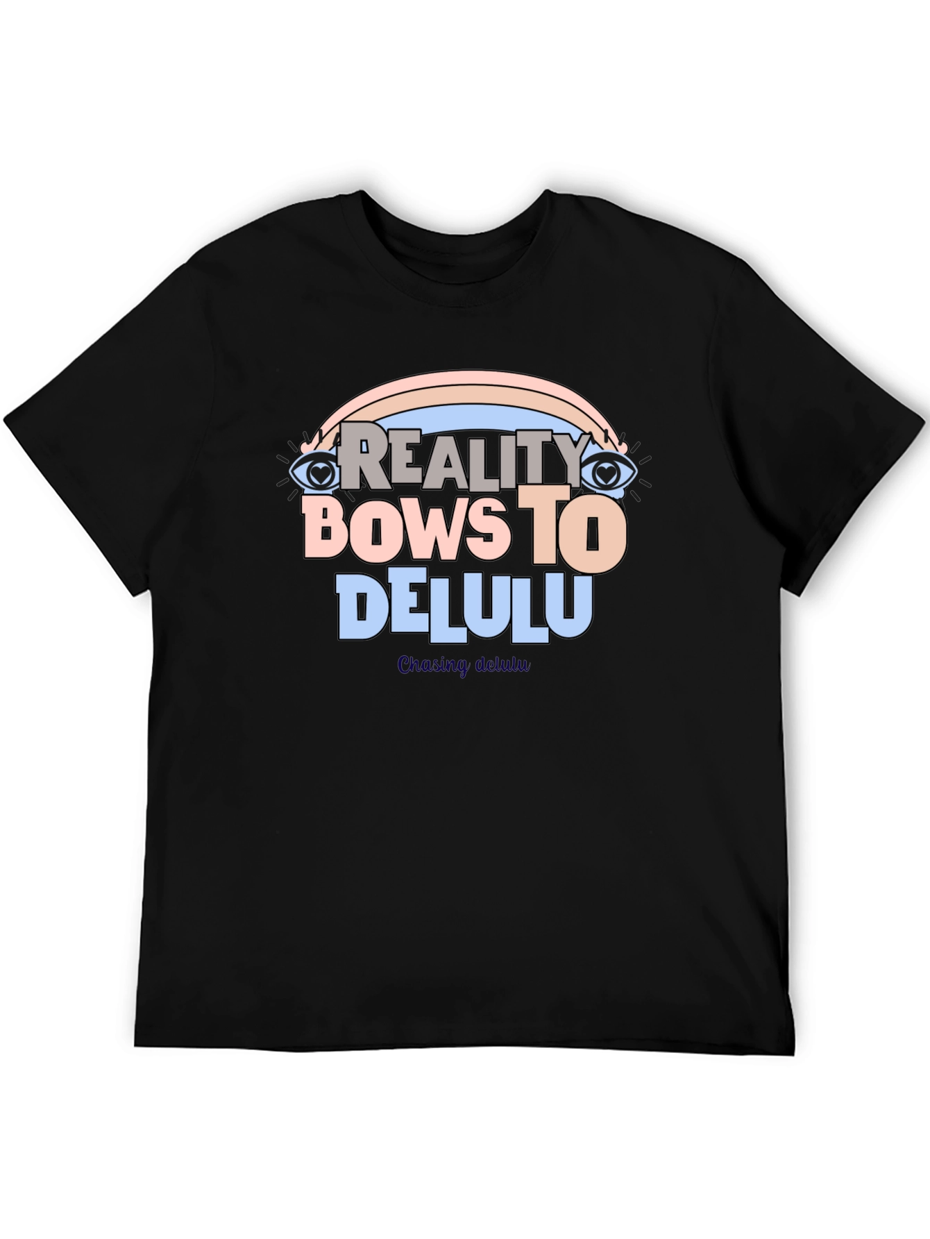 Reality Bows To Delulu Black Graphic T-Shirt