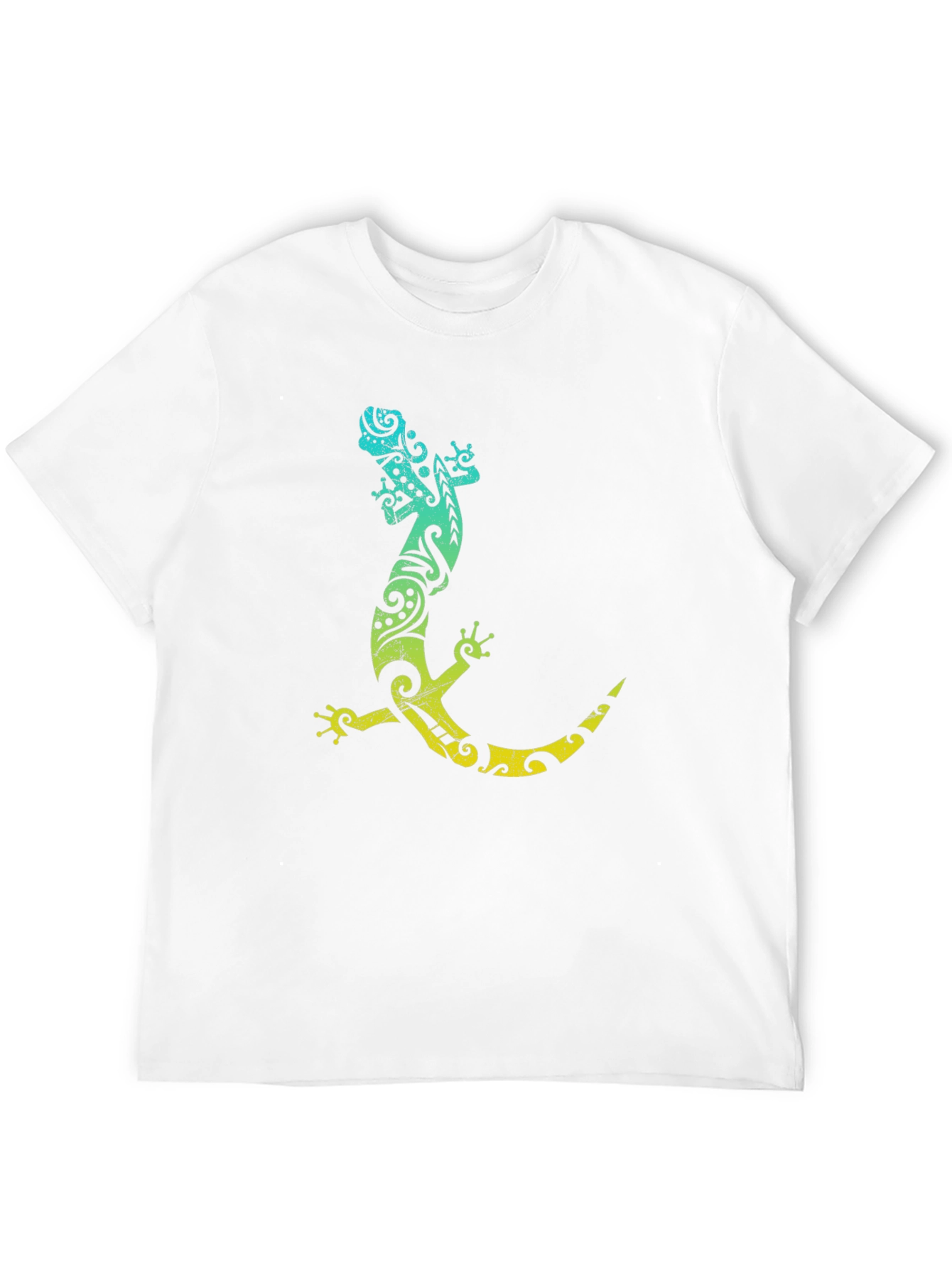 Tribal Gecko Graphic Tee - Black Cotton T-Shirt